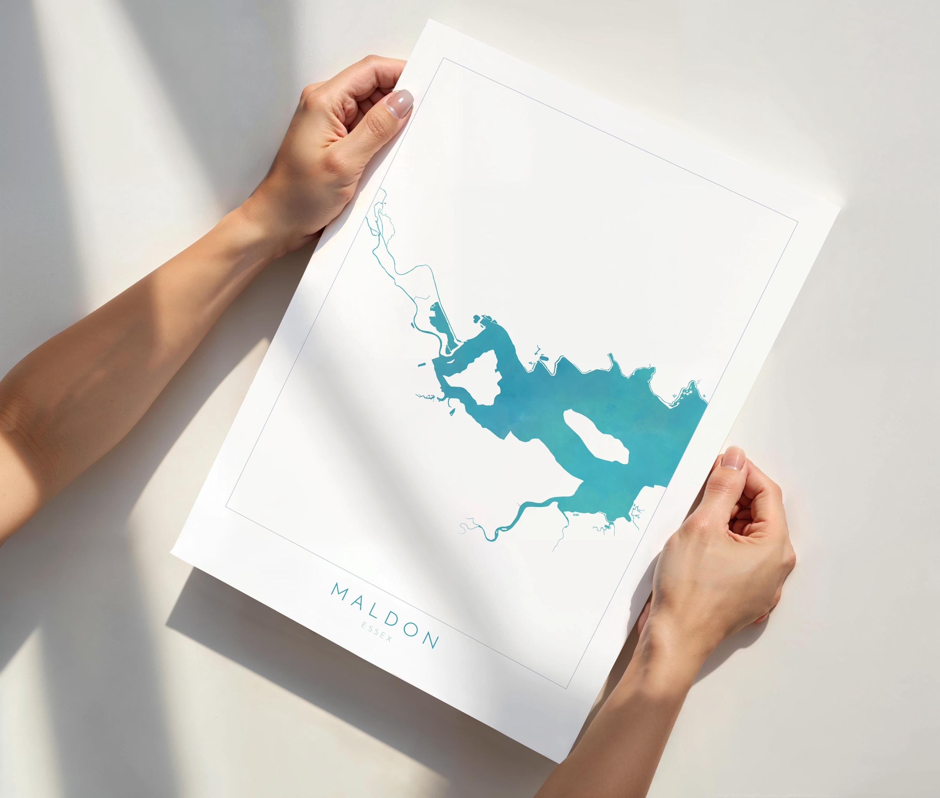 Maldon Print - River Blackwater Map, Maldon Art, Essex Map, Essex Art, Essex Coast, Heybridge Essex UK, UK River Map, Nautical Art UK