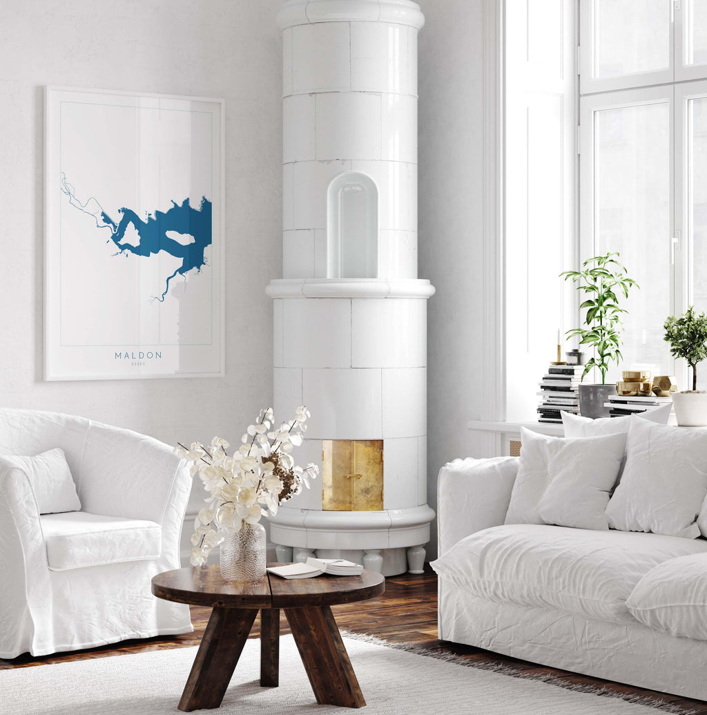 Maldon Print - River Blackwater Map, Maldon Art, Essex Map, Essex Art, Essex Coast, Heybridge Essex UK, UK River Map, Nautical Art UK