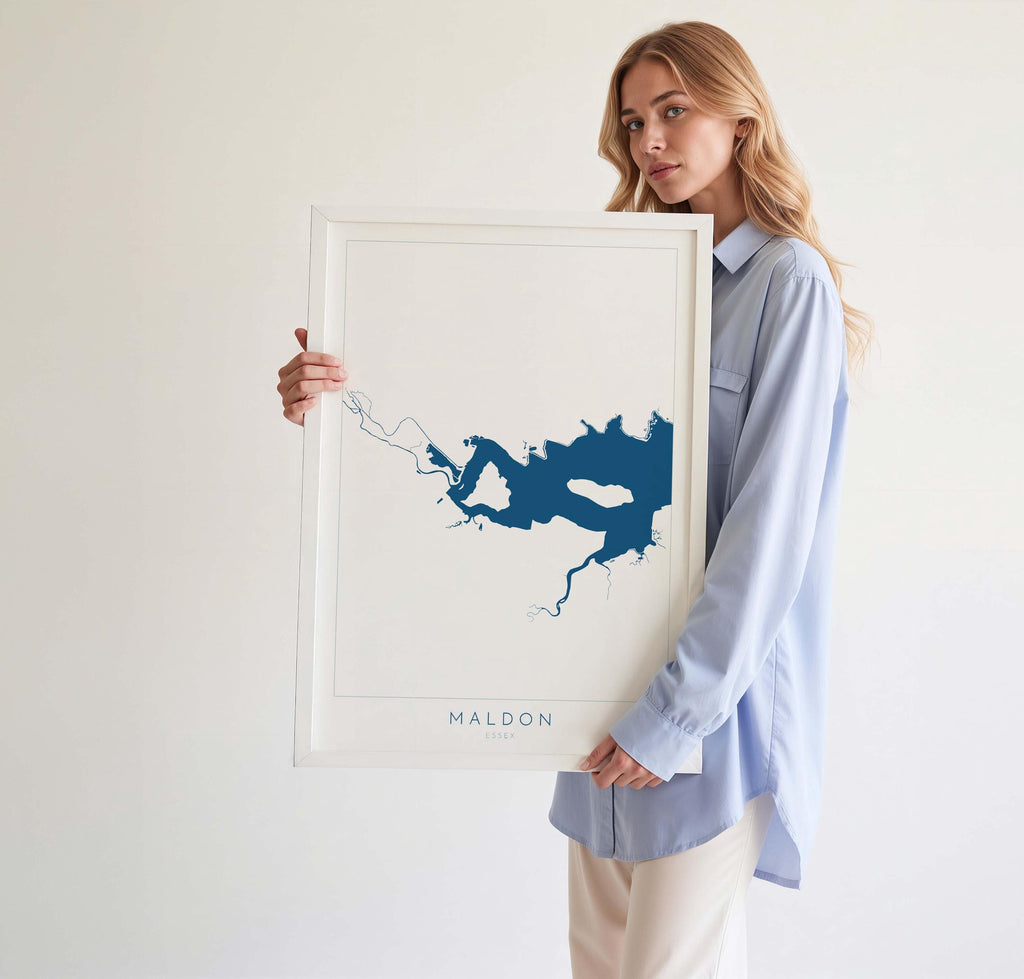 Maldon Print - River Blackwater Map, Maldon Art, Essex Map, Essex Art, Essex Coast, Heybridge Essex UK, UK River Map, Nautical Art UK