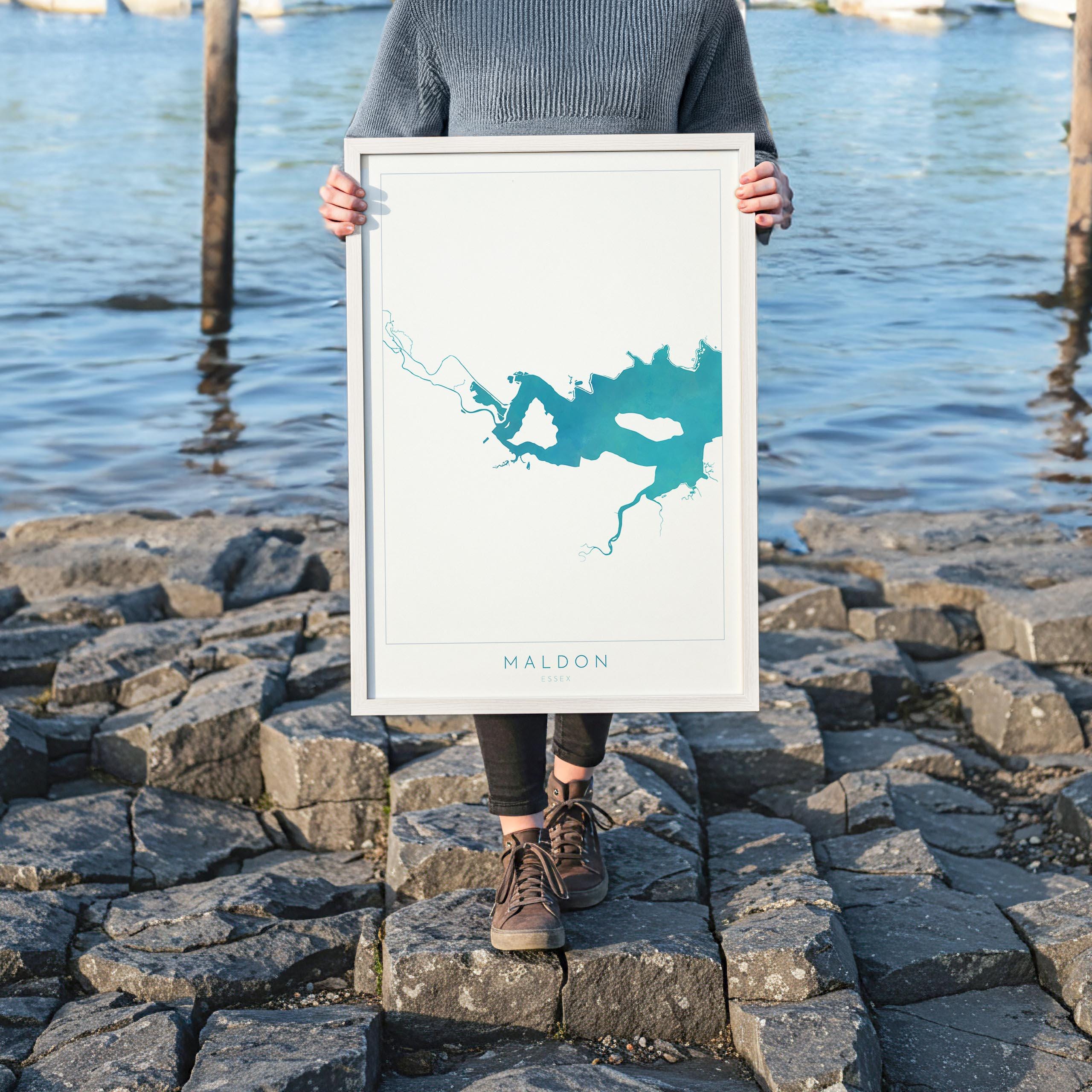 Maldon Print - River Blackwater Map, Maldon Art, Essex Map, Essex Art, Essex Coast, Heybridge Essex UK, UK River Map, Nautical Art UK