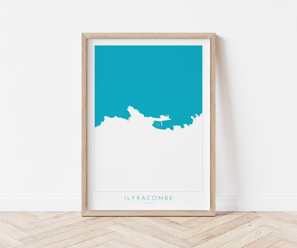 Ilfracombe Map Art - Ilfracombe Devon Map, Ilfracombe Print, Ilfracombe Art Print, Ilfracombe Harbour, North Devon Map print, Devon Coast