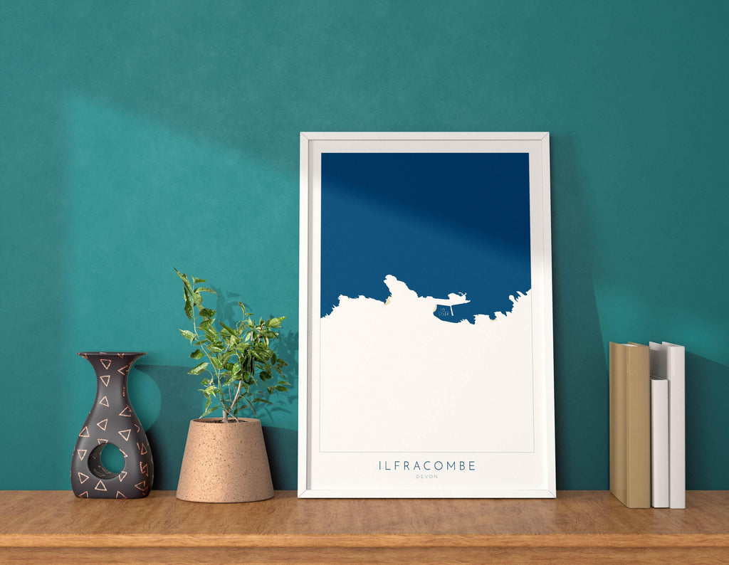 Ilfracombe Map Art - Ilfracombe Devon Map, Ilfracombe Print, Ilfracombe Art Print, Ilfracombe Harbour, North Devon Map print, Devon Coast