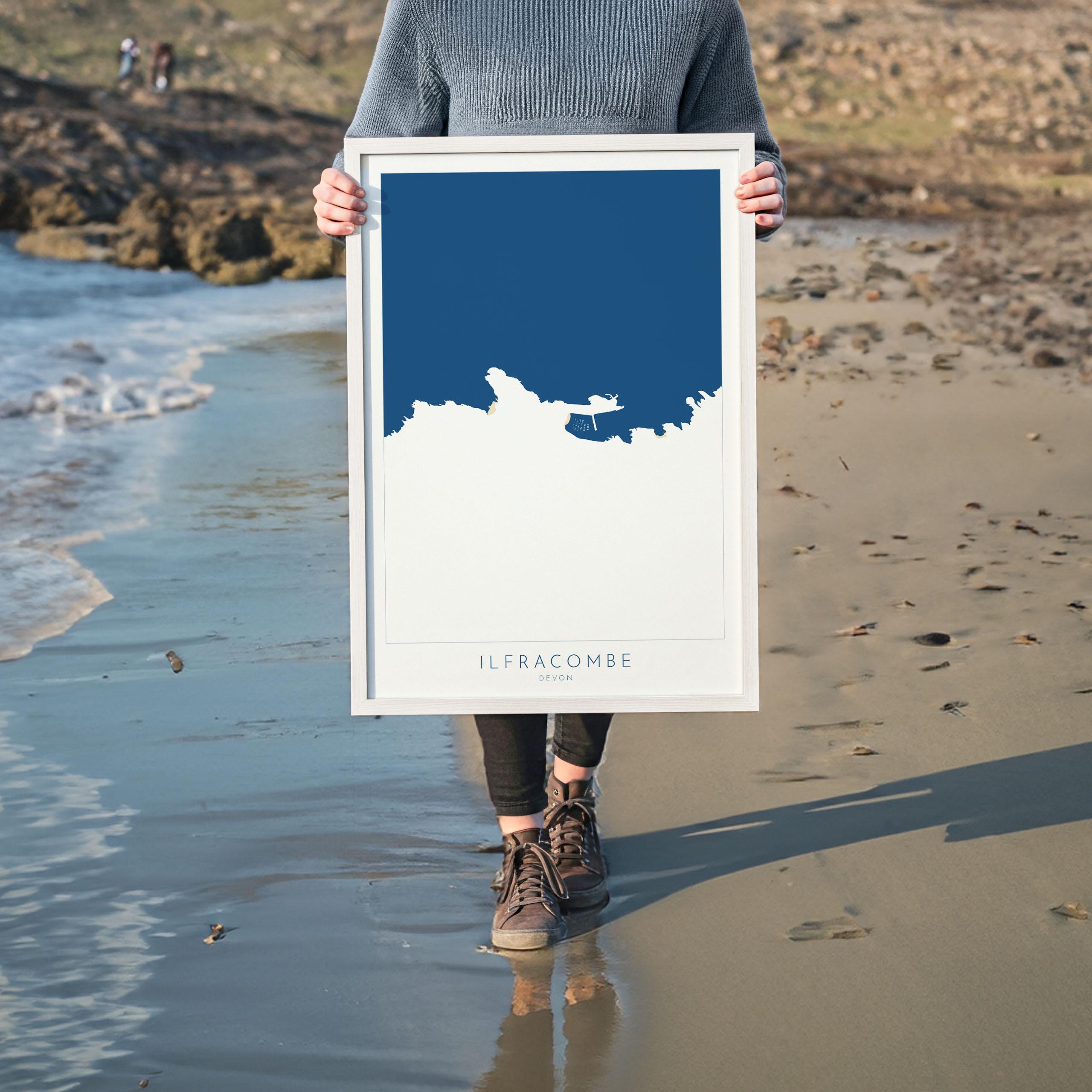 Ilfracombe Map Art - Ilfracombe Devon Map, Ilfracombe Print, Ilfracombe Art Print, Ilfracombe Harbour, North Devon Map print, Devon Coast