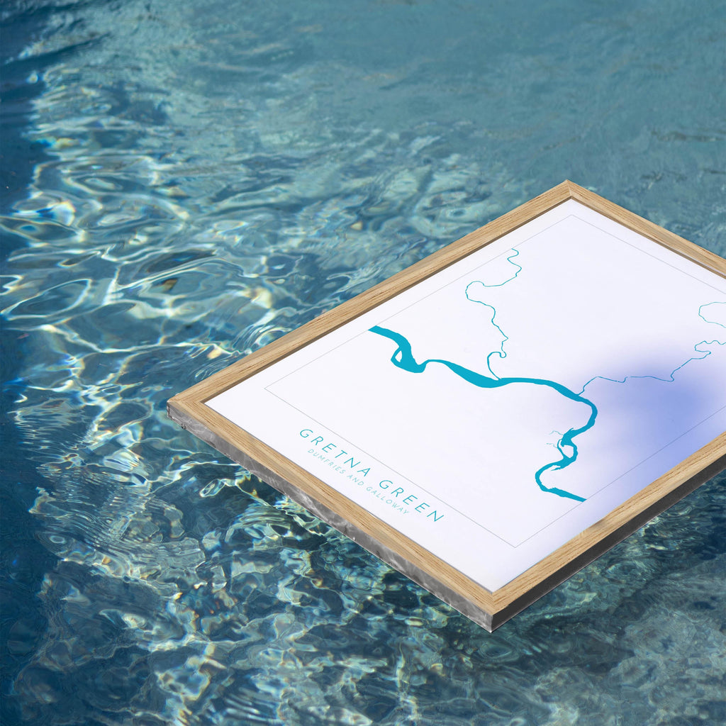 Gretna Green Print - Gretna Green Wedding Gift, Grenta Map Print Scotland, Scotland Map Art, Gretna Green Anniversary gift, River Map UK