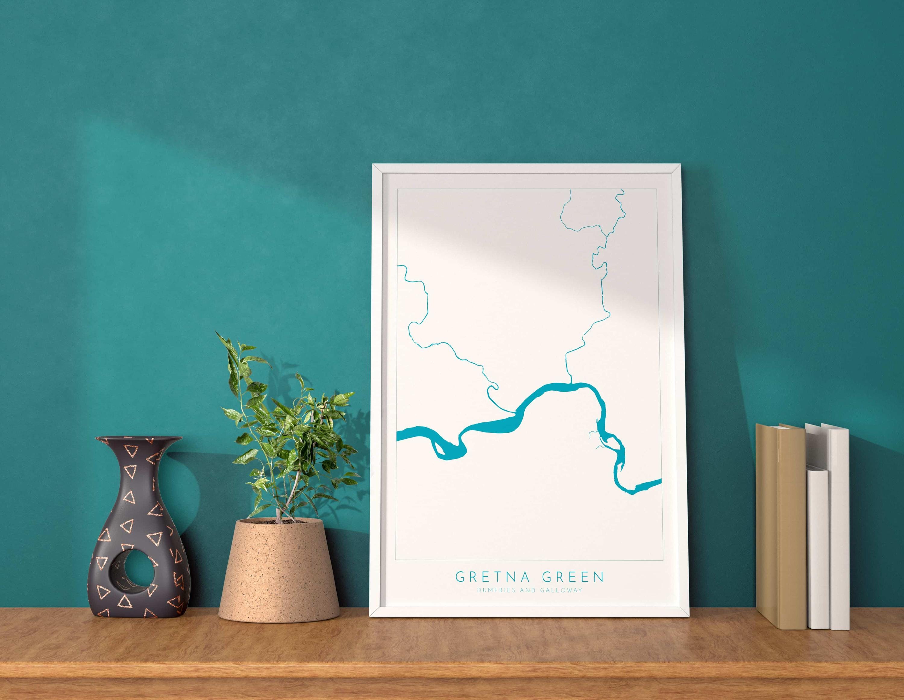 Gretna Green Print - Gretna Green Wedding Gift, Grenta Map Print Scotland, Scotland Map Art, Gretna Green Anniversary gift, River Map UK