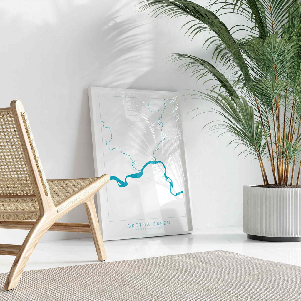 Gretna Green Print - Gretna Green Wedding Gift, Grenta Map Print Scotland, Scotland Map Art, Gretna Green Anniversary gift, River Map UK
