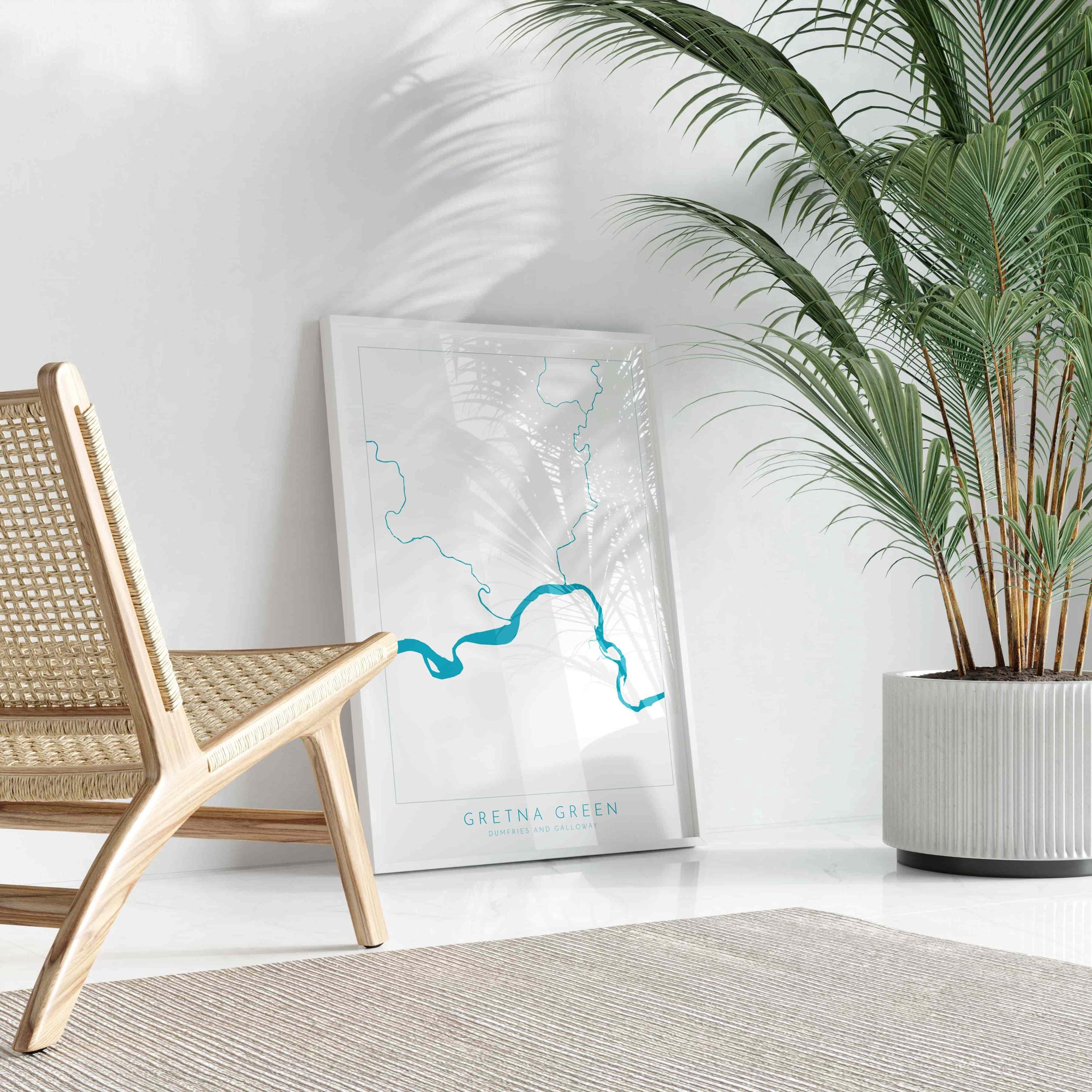 Gretna Green Print - Gretna Green Wedding Gift, Grenta Map Print Scotland, Scotland Map Art, Gretna Green Anniversary gift, River Map UK