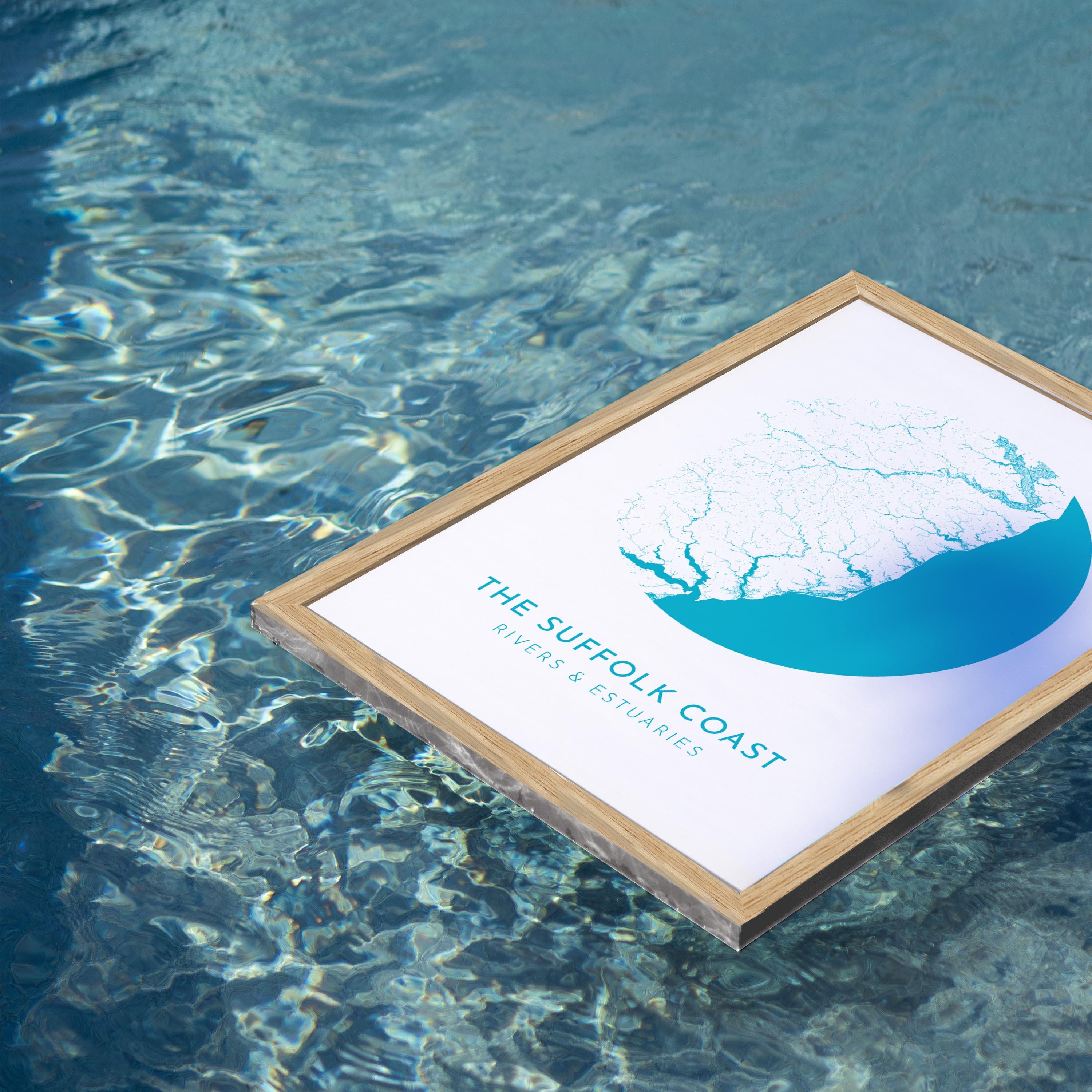 Suffolk Coast Map Art - Suffolk Map, Suffolk Coast Art, Suffolk Rivers, UK Rivers Map