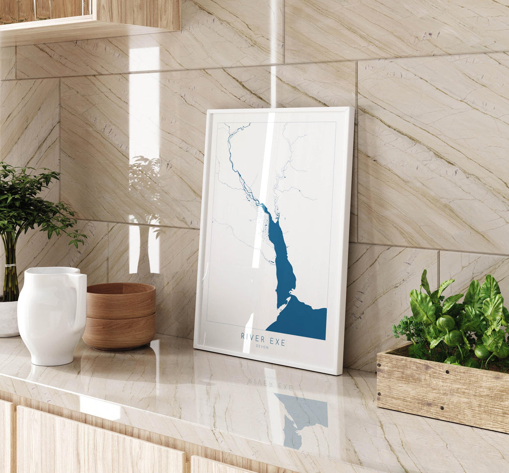 River Exe Map - Exeter Map Art, Devon Art, Topsham Map, Exmouth Art, Exeter Travel Print, Nautical Décor, City Map Art, UK Cities