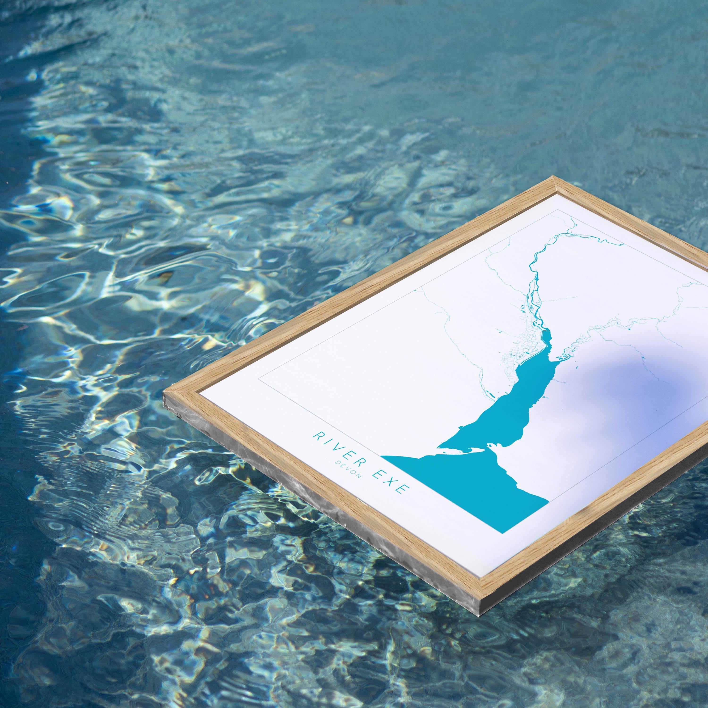 River Exe Map - Exeter Map Art, Devon Art, Topsham Map, Exmouth Art, Exeter Travel Print, Nautical Décor, City Map Art, UK Cities