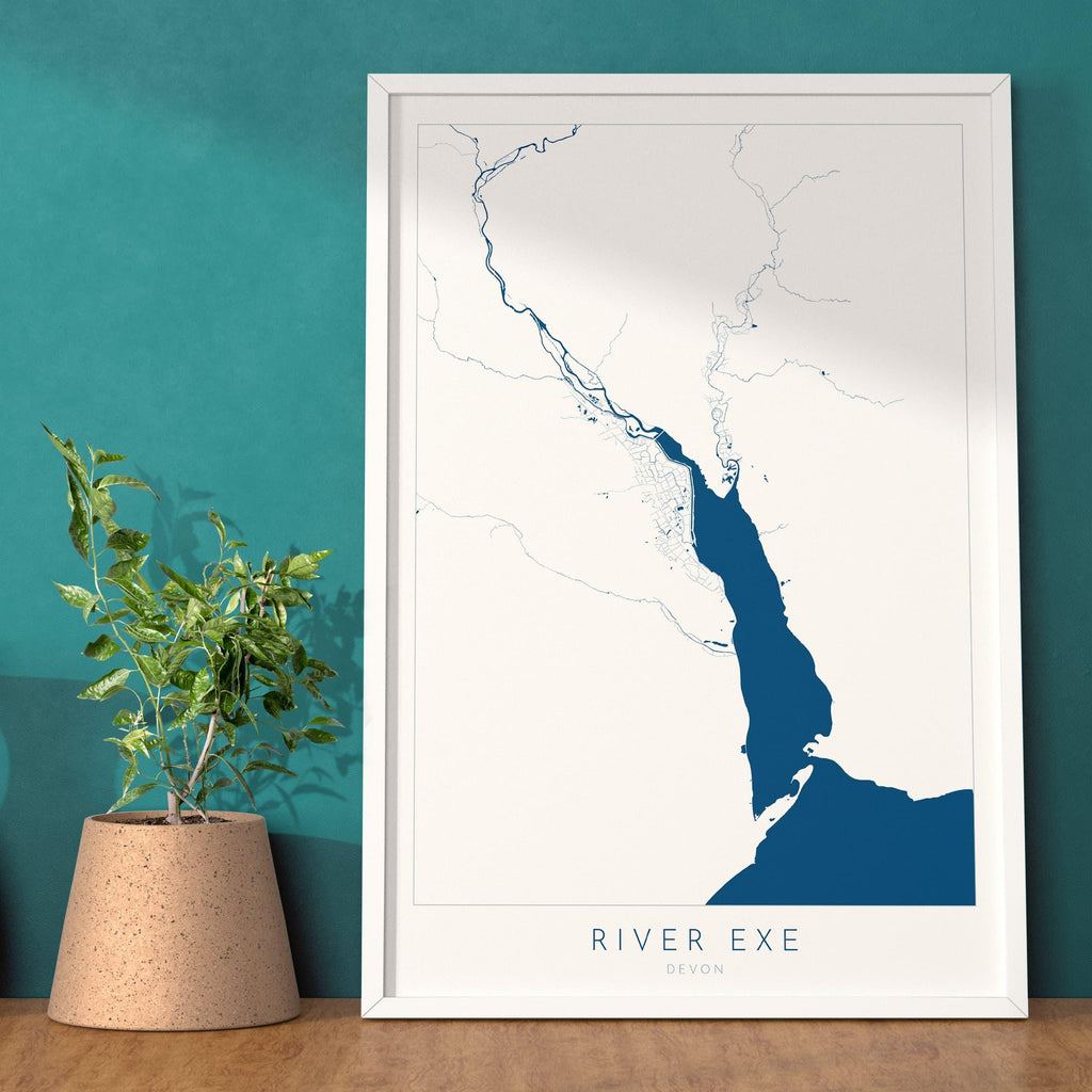 River Exe Map - Exeter Map Art, Devon Art, Topsham Map, Exmouth Art, Exeter Travel Print, Nautical Décor, City Map Art, UK Cities
