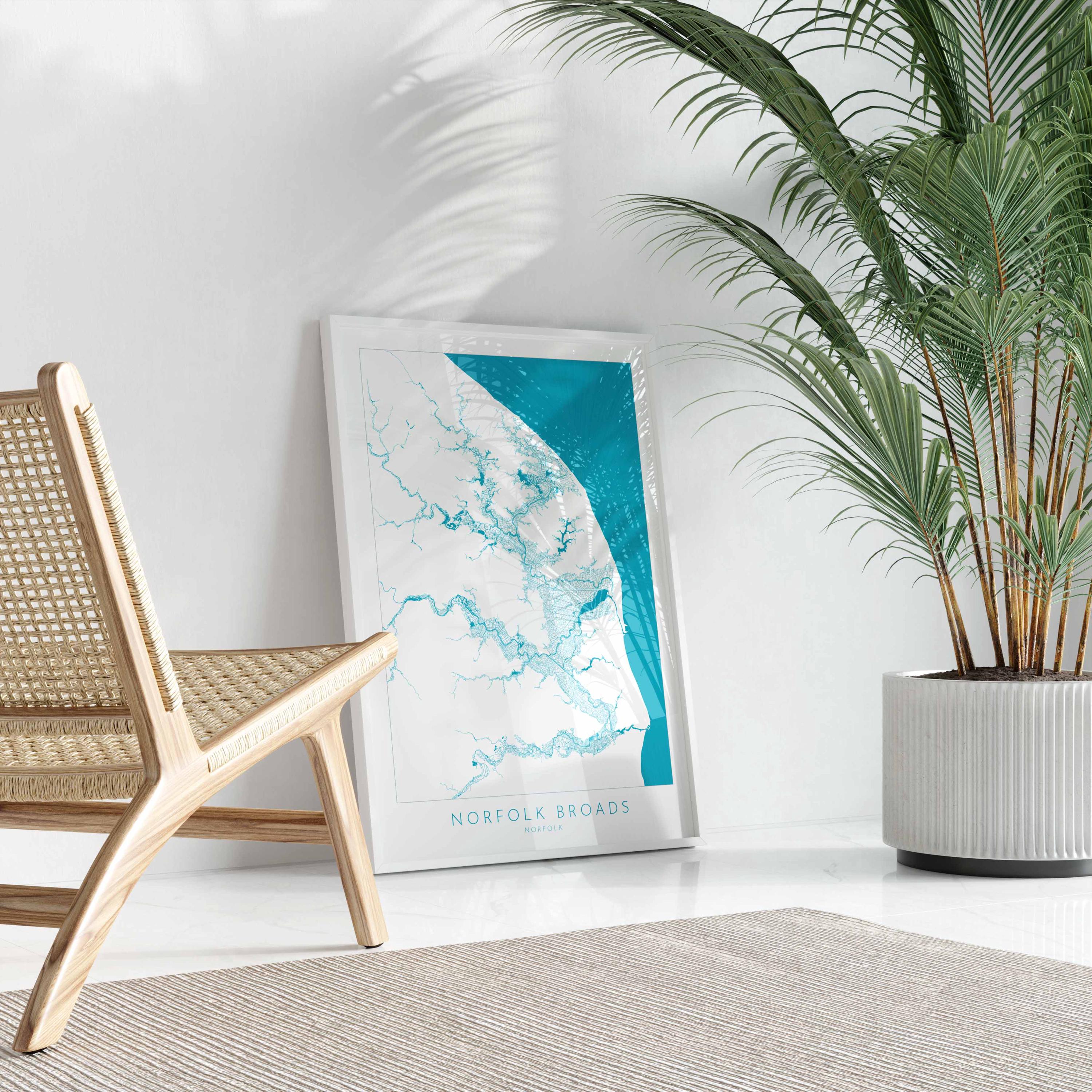 Norfolk Broads Map Art- Norfolk Broads Print, Norfolk Map, Norfolk UK, Map Art, River Art, Norfolk Coast, Norfolk Beaches, Great Yarmouth