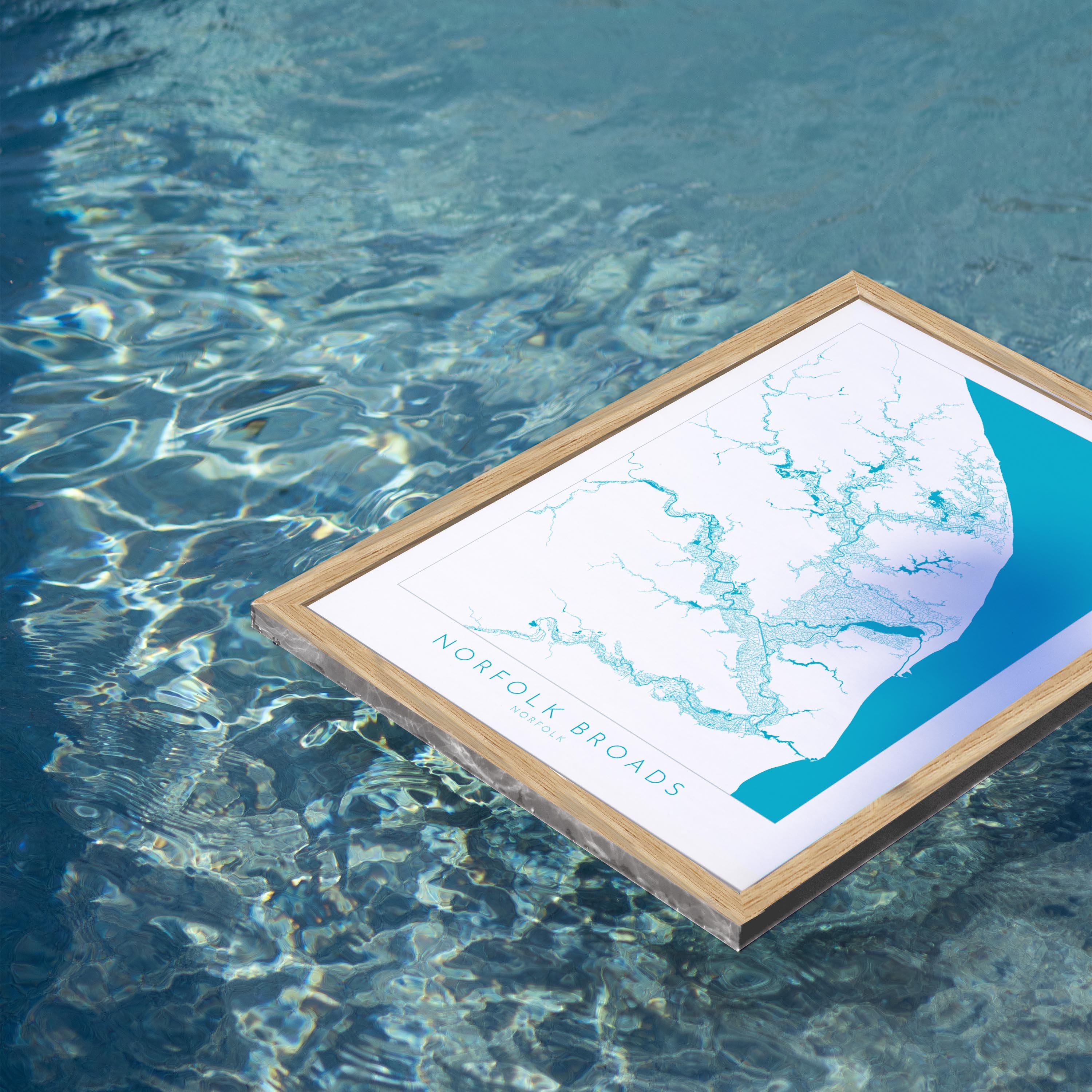 Norfolk Broads Map Art- Norfolk Broads Print, Norfolk Map, Norfolk UK, Map Art, River Art, Norfolk Coast, Norfolk Beaches, Great Yarmouth