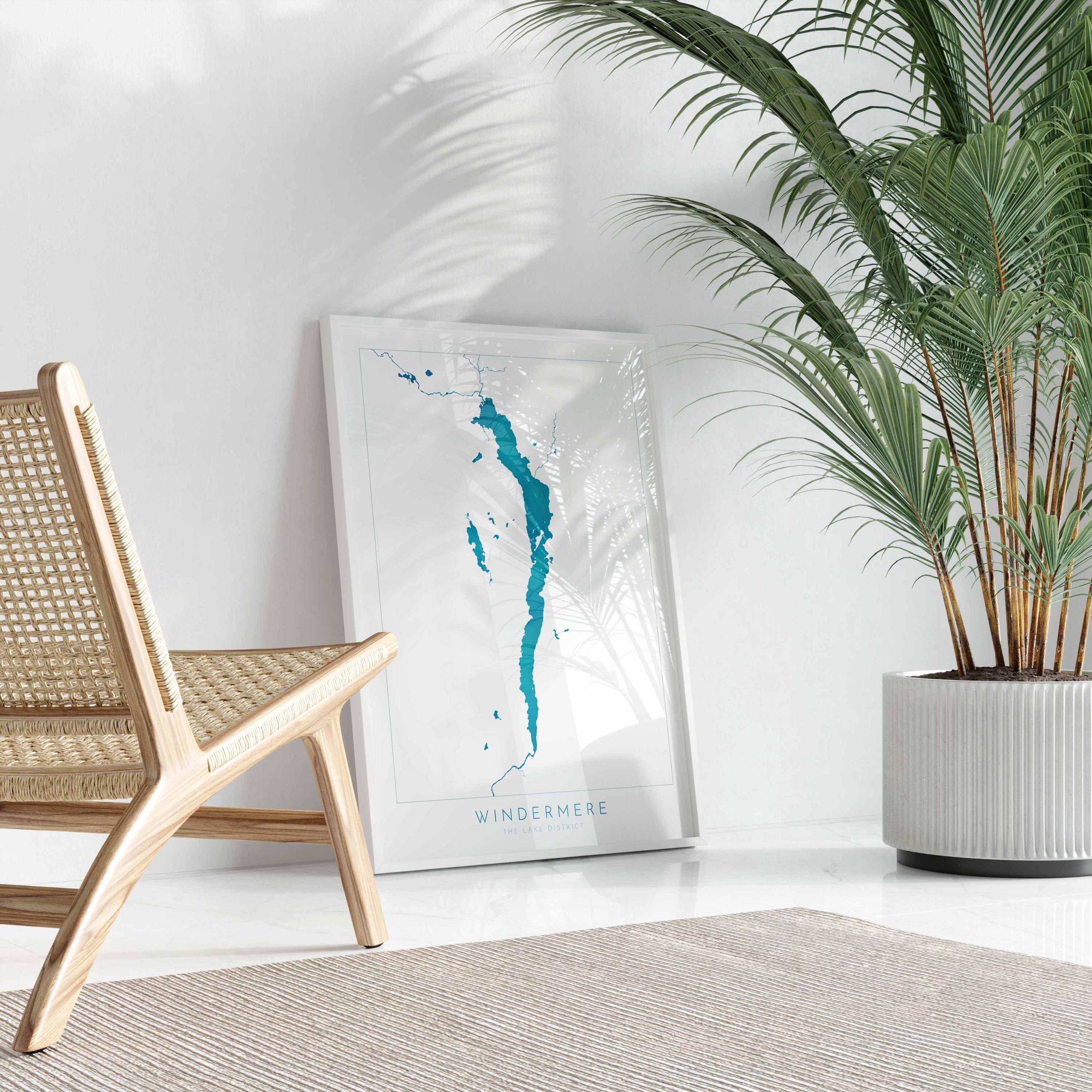 Windermere Print, The Lake District Map, National Park Print, Travel Poster, Map Art, Cumbria Location Art, The Lakes