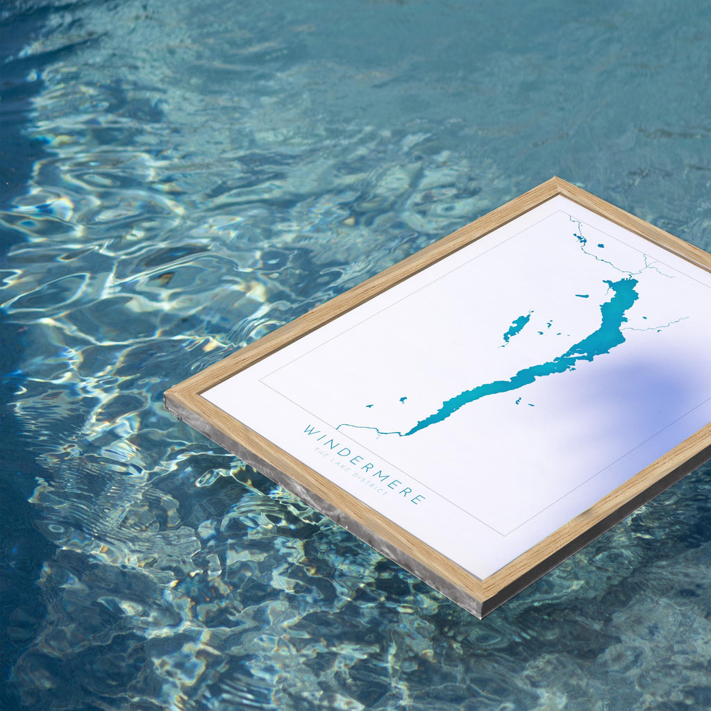 Windermere Print, The Lake District Map, National Park Print, Travel Poster, Map Art, Cumbria Location Art, The Lakes