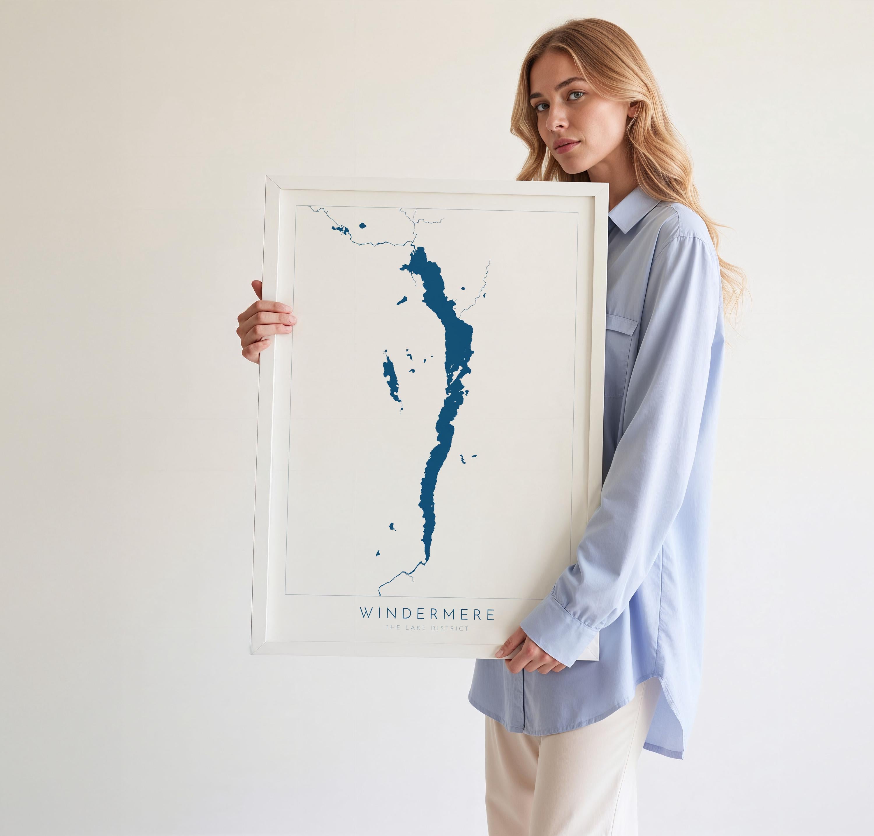 Windermere Print, The Lake District Map, National Park Print, Travel Poster, Map Art, Cumbria Location Art, The Lakes