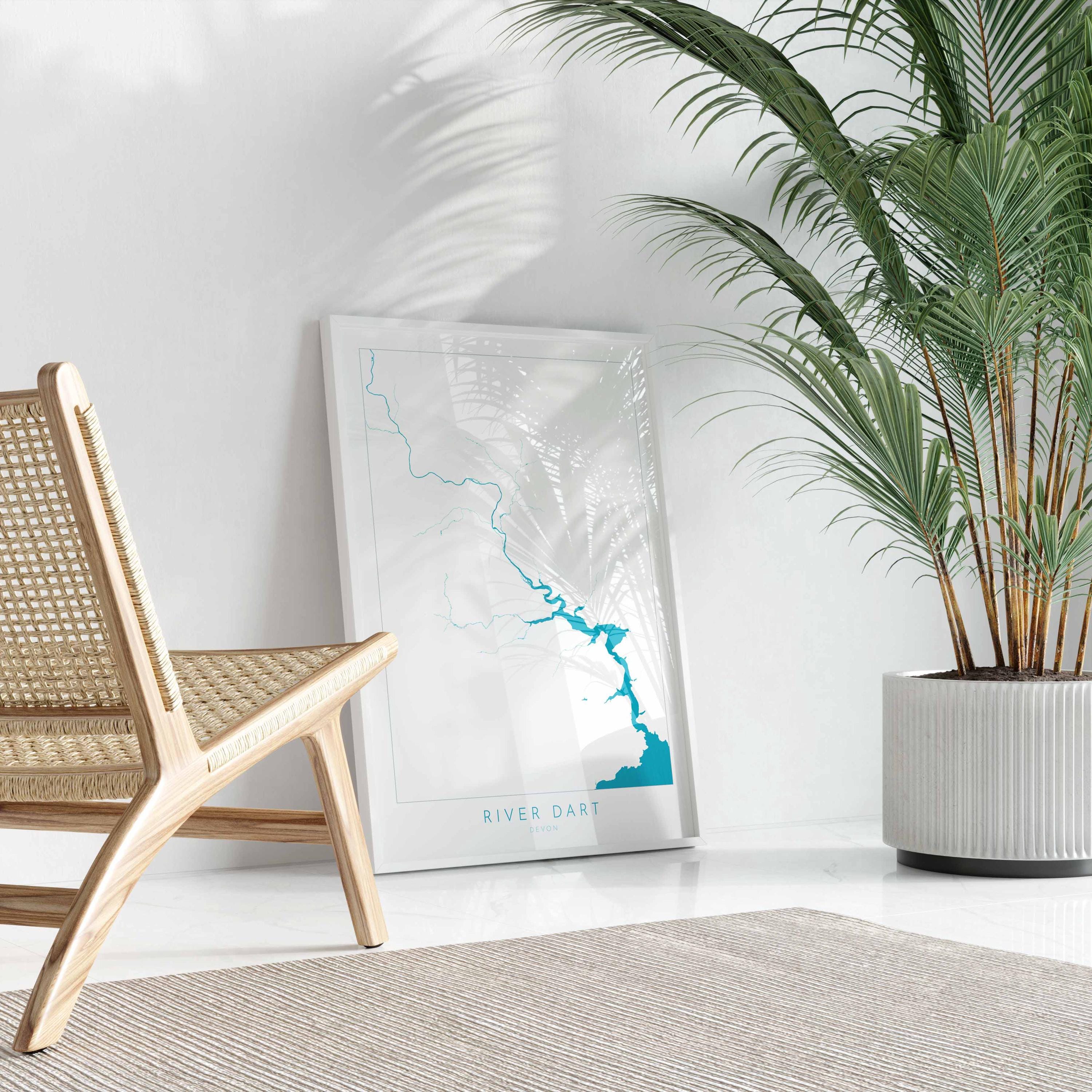 River Dart Print - Dartmouth Art, Devon Map, Dartmoor Travel Poster, Totnes Art, Kingswear, Devon Coast Print, South Devon