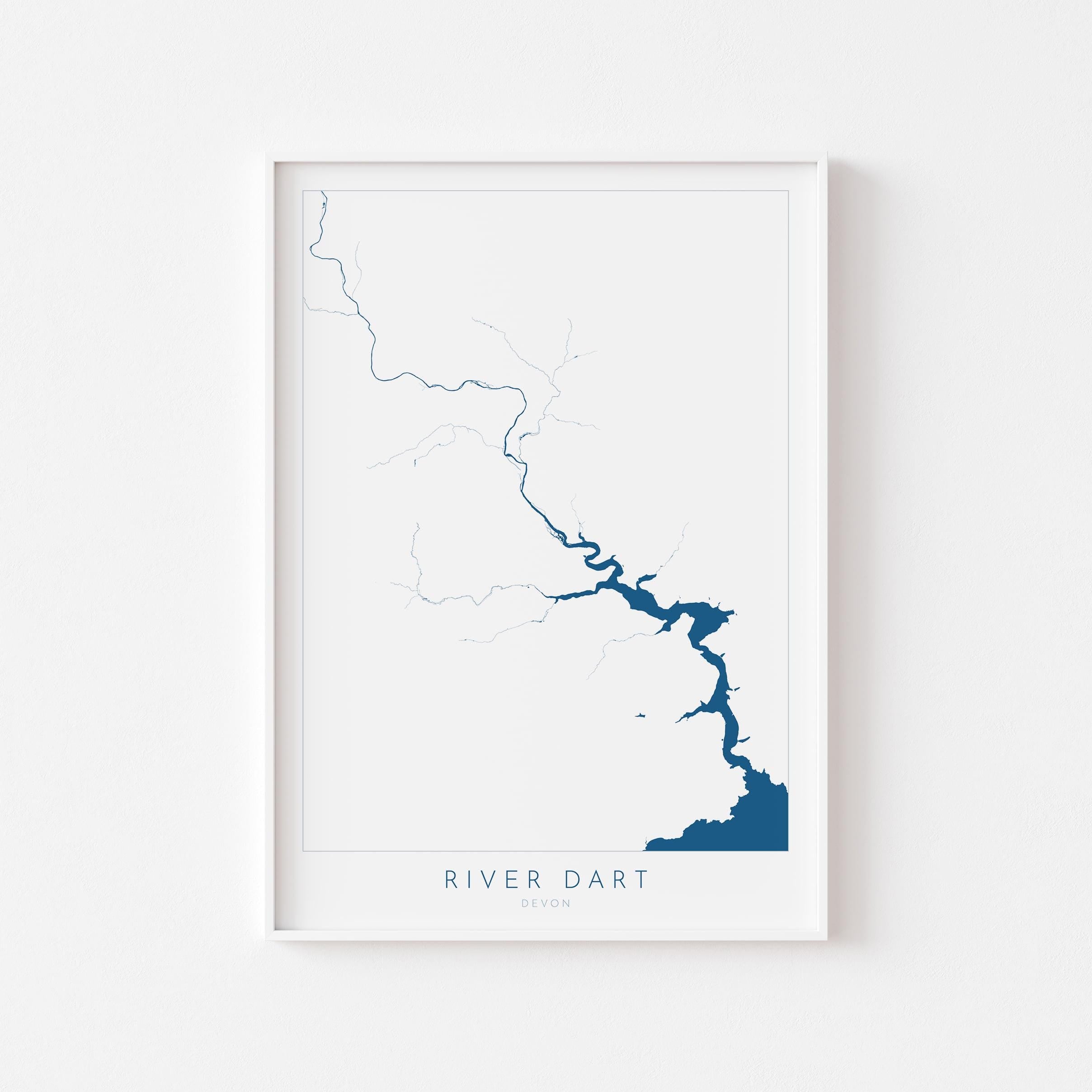River Dart Print - Dartmouth Art, Devon Map, Dartmoor Travel Poster, Totnes Art, Kingswear, Devon Coast Print, South Devon