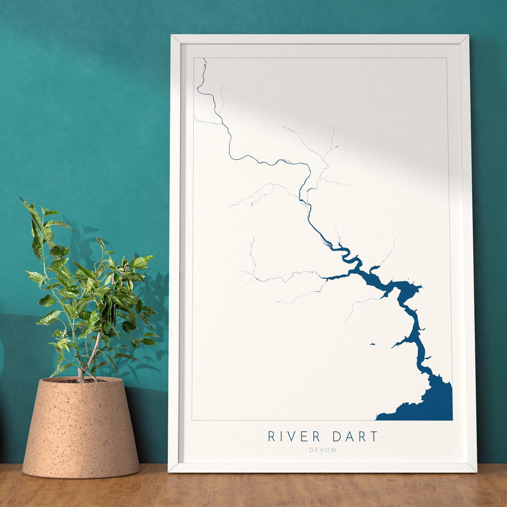 River Dart Print - Dartmouth Art, Devon Map, Dartmoor Travel Poster, Totnes Art, Kingswear, Devon Coast Print, South Devon