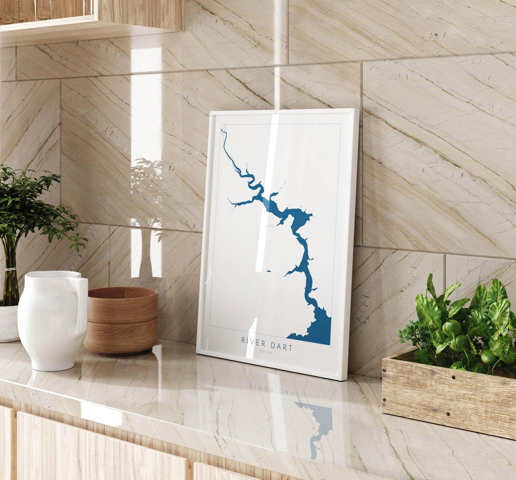 River Dart Print - Dartmouth Art, Devon Map, Totnes Art, Kingswear Poster, Stoke Gabriel, Greenway, Devon Coast Print, South Devon