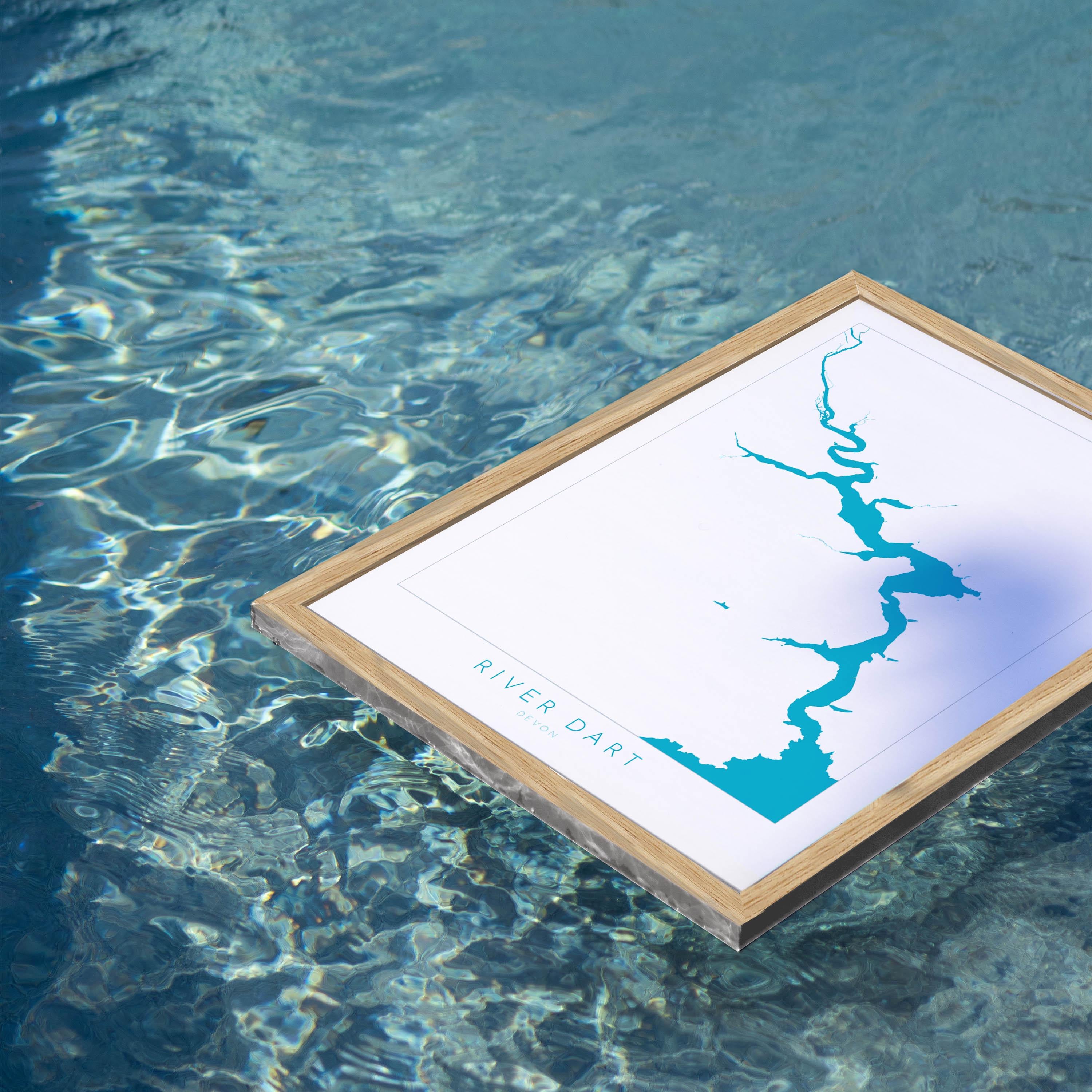 River Dart Print - Dartmouth Art, Devon Map, Totnes Art, Kingswear Poster, Stoke Gabriel, Greenway, Devon Coast Print, South Devon