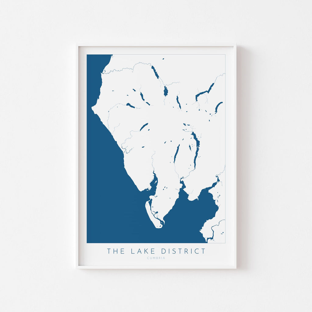 Lake District Print - Cumbria Map Art, The Lake District Travel Poster, The Lakes, National Park Print, Morecambe Bay