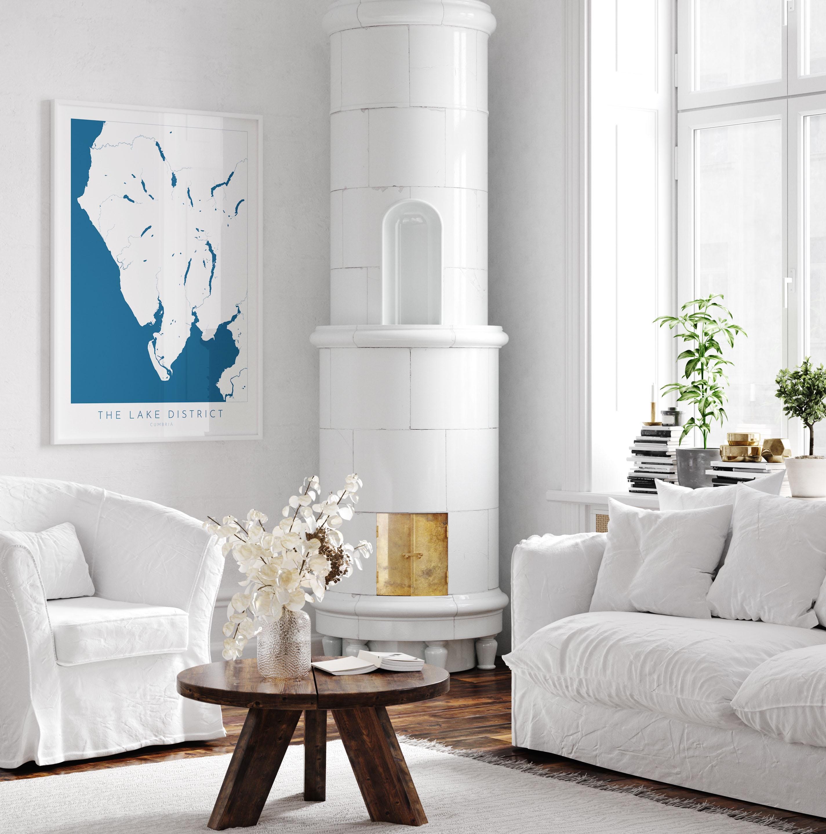 Lake District Print - Cumbria Map Art, The Lake District Travel Poster, The Lakes, National Park Print, Morecambe Bay