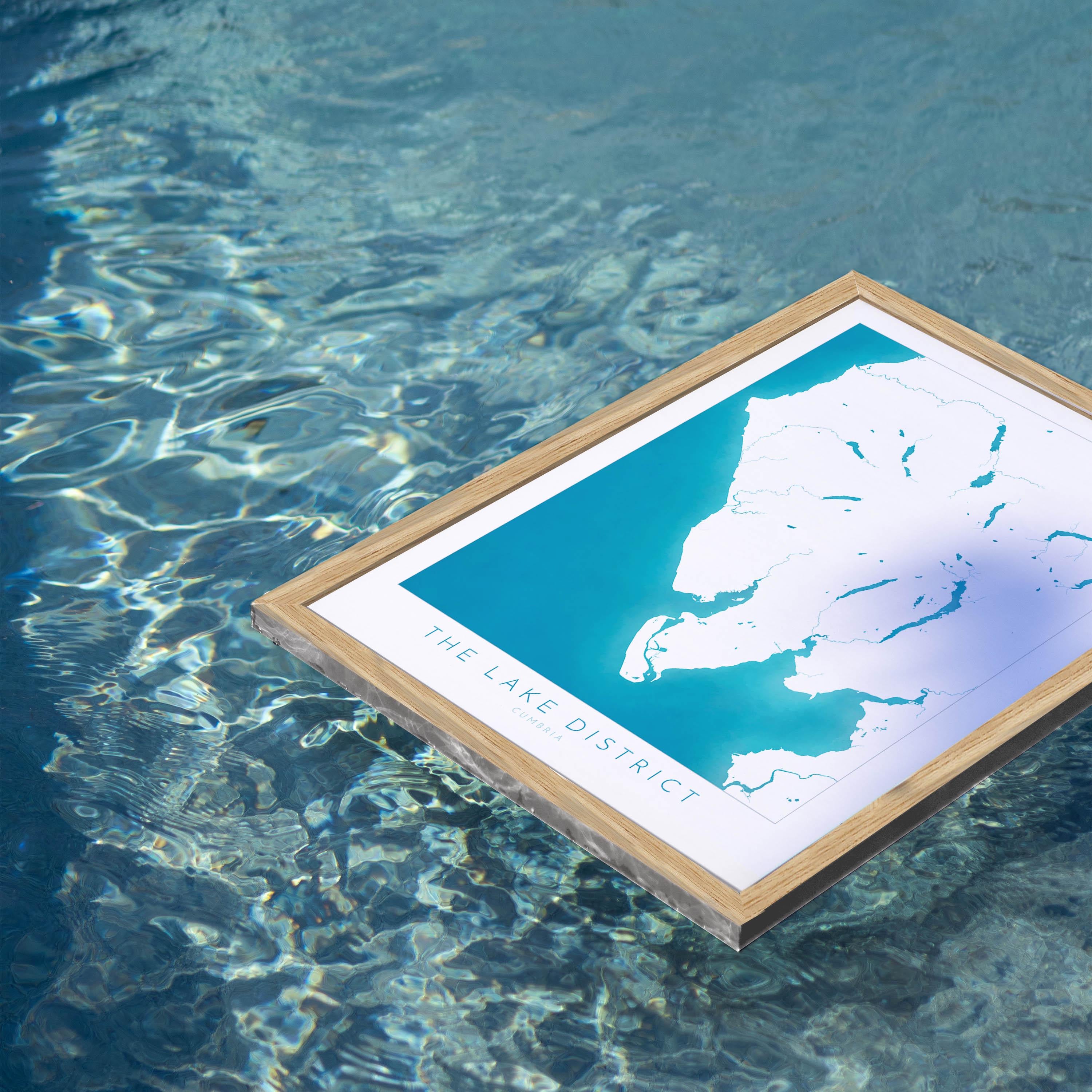 Lake District Print - Cumbria Map Art, The Lake District Travel Poster, The Lakes, National Park Print, Morecambe Bay