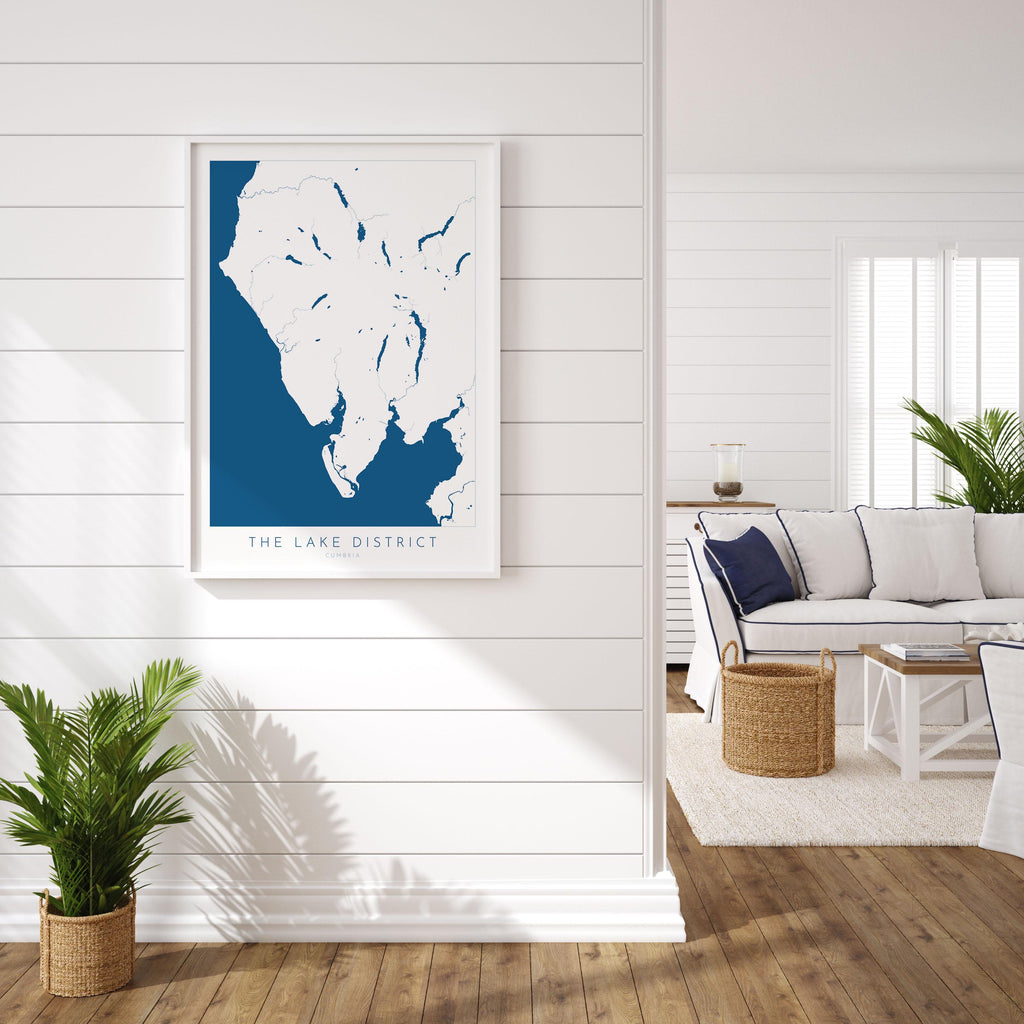 Lake District Print - Cumbria Map Art, The Lake District Travel Poster, The Lakes, National Park Print, Morecambe Bay