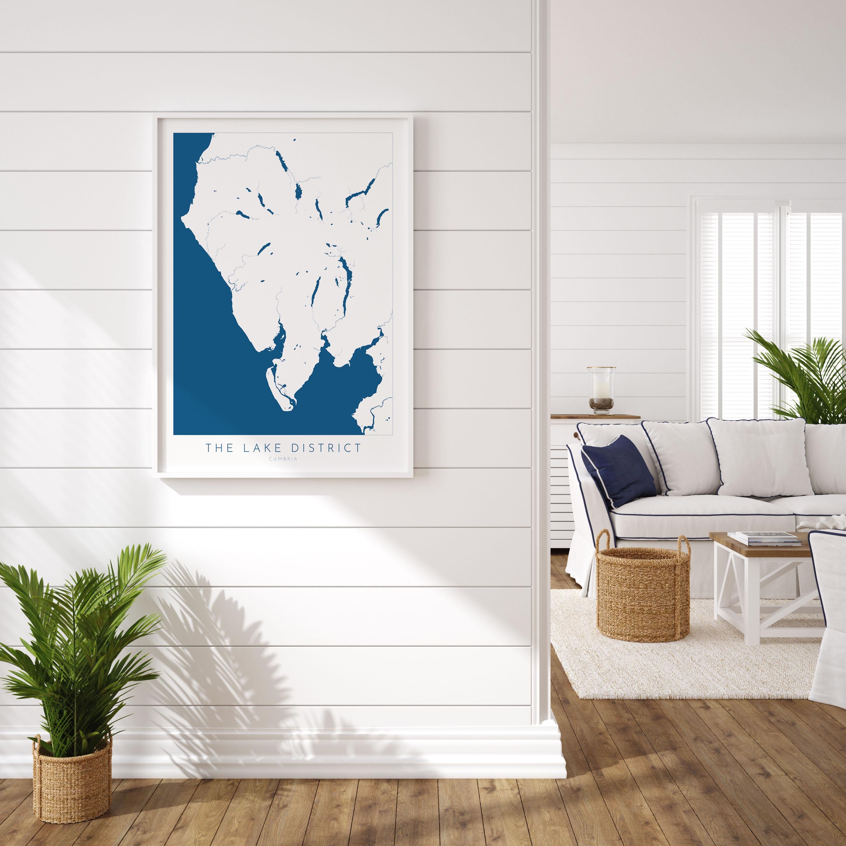 Lake District Print - Cumbria Map Art, The Lake District Travel Poster, The Lakes, National Park Print, Morecambe Bay