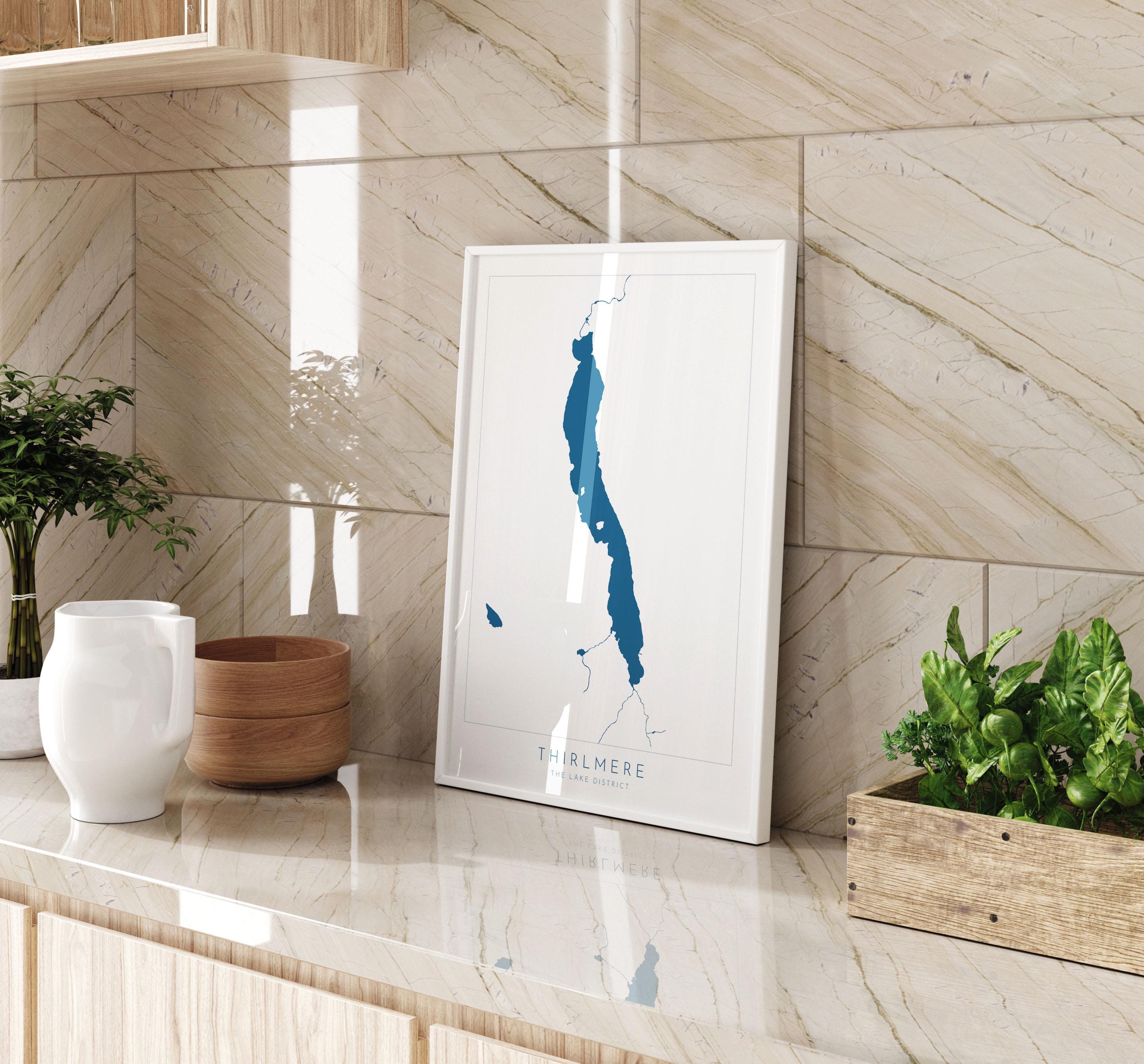 Thirlmere Print, The Lake District Map, National Park Print, Travel Poster, Map Art, Cumbria Location Art, The Lakes