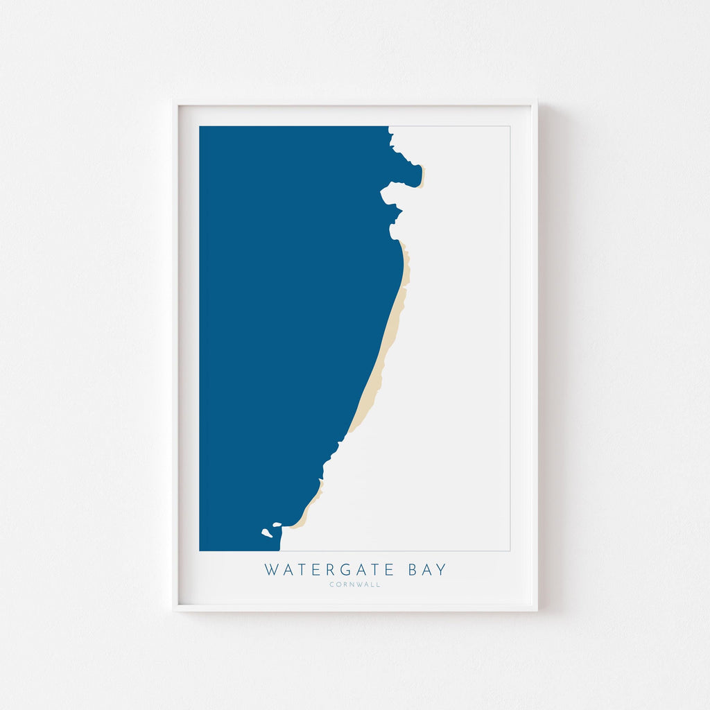 Watergate Bay Map Art - Cornwall Map Art, Watergate Bay Beach Map, Cornwall Coast Map, Cornwall Beach Print, Newquay Art