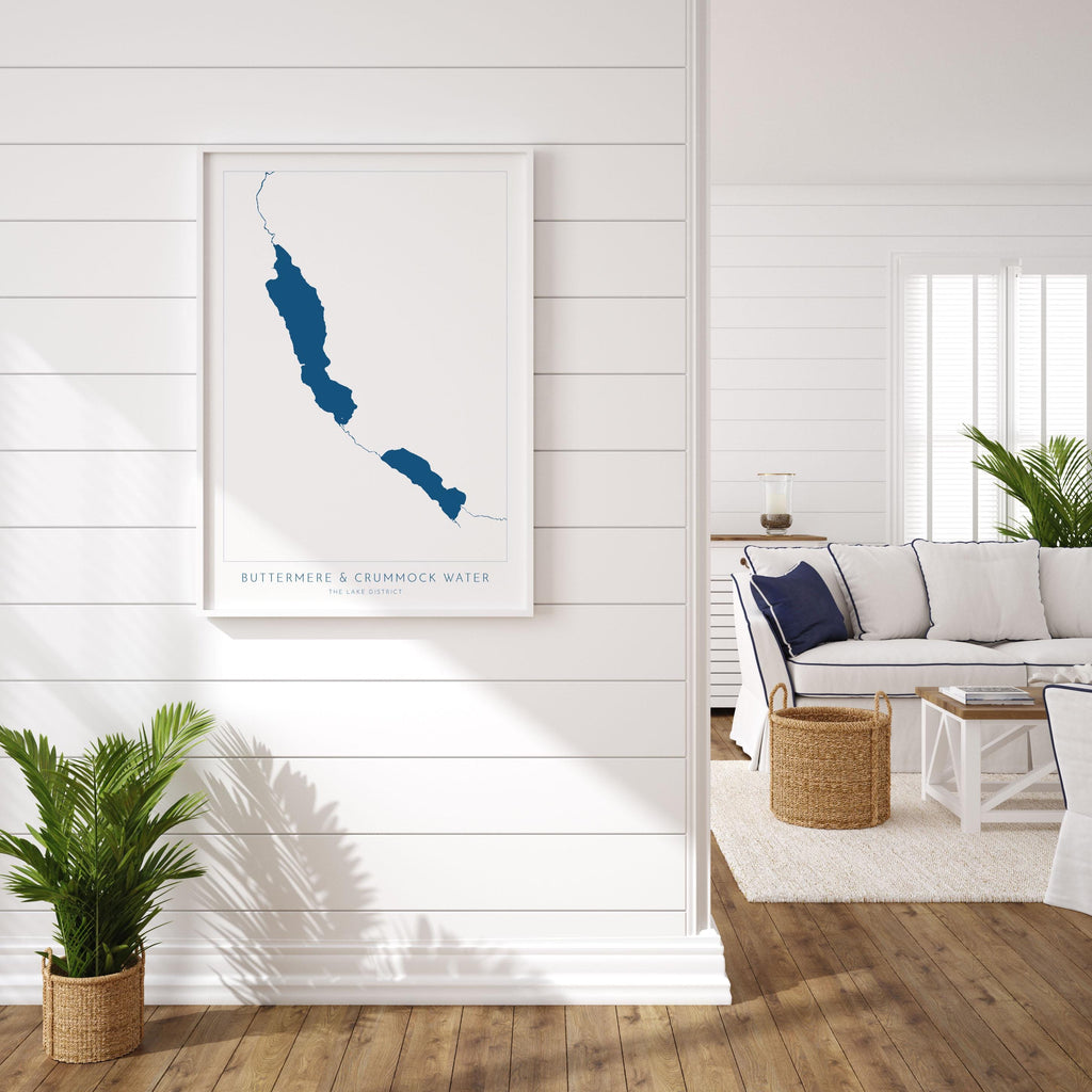 Buttermere Lake and Crummock Water Print, The Lake District Map, National Park Print, Travel Poster, Map Art, Cumbria Map, The Lakes