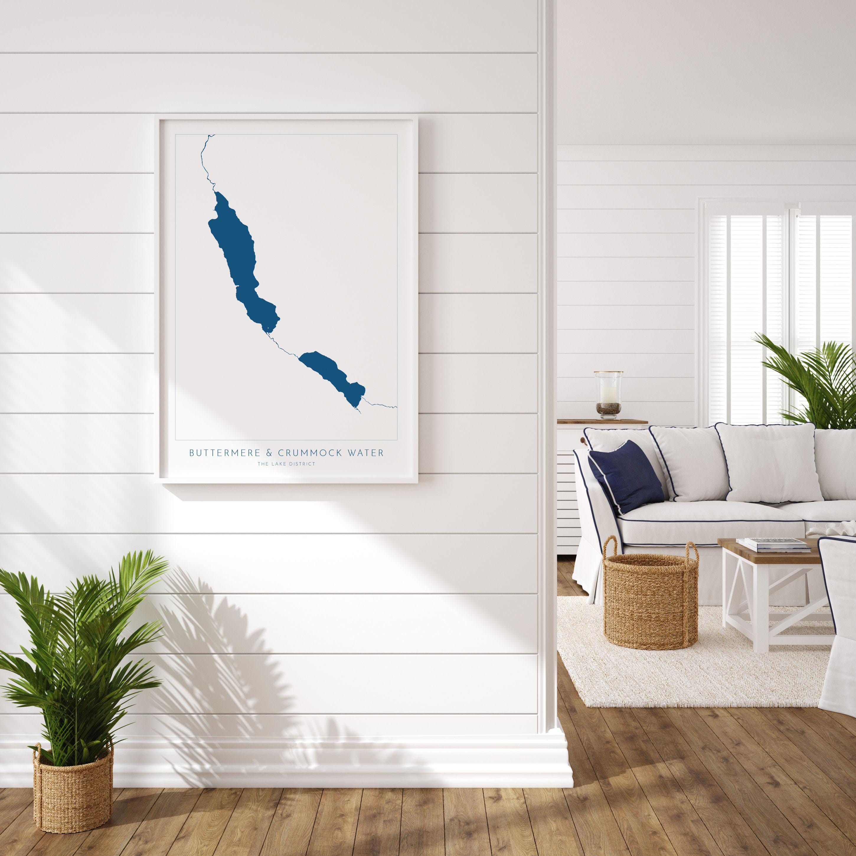 Buttermere Lake and Crummock Water Print, The Lake District Map, National Park Print, Travel Poster, Map Art, Cumbria Map, The Lakes