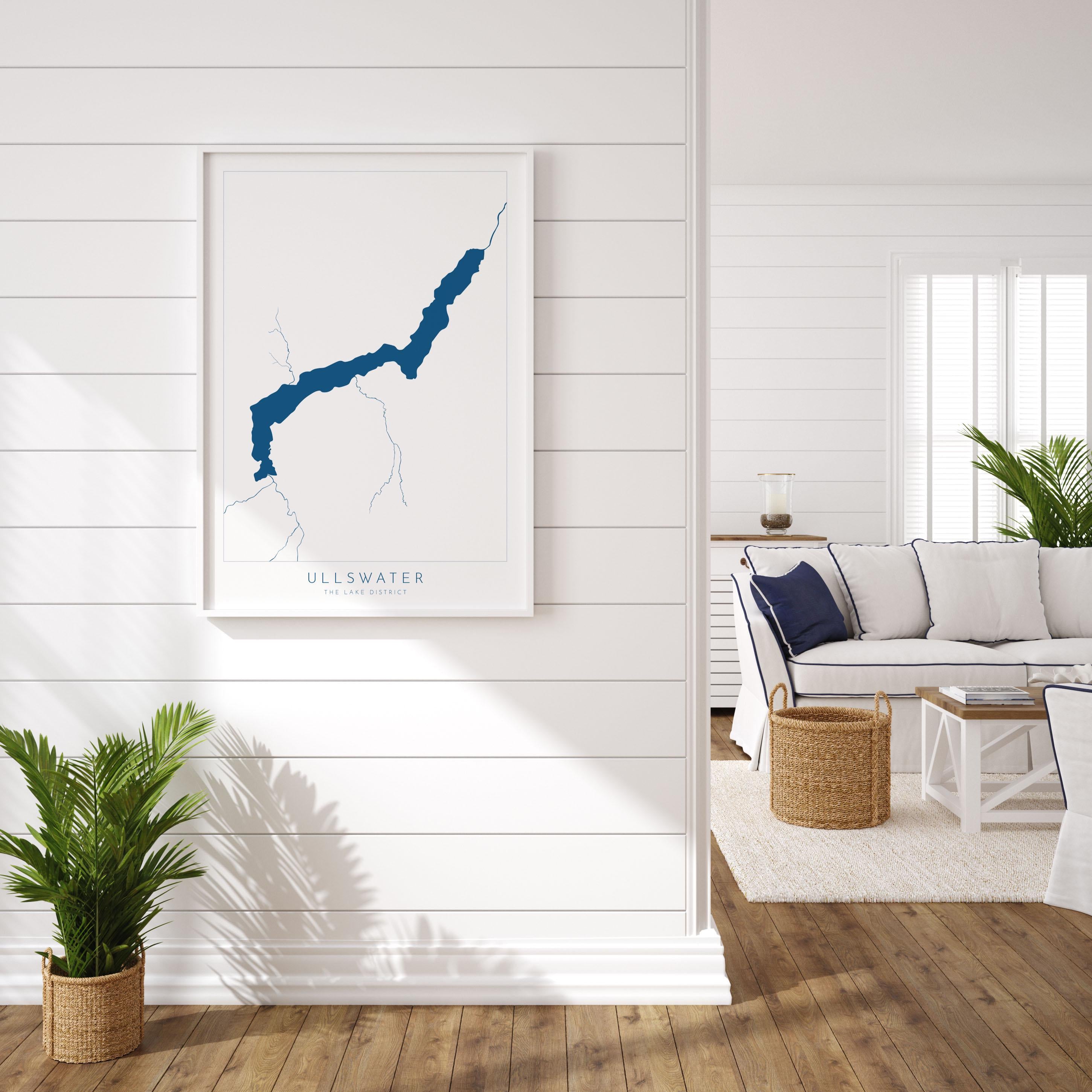 Ullswater Print, The Lake District Map, National Park Print, Travel Poster, Map Art, Cumbria Location Art, The Lakes