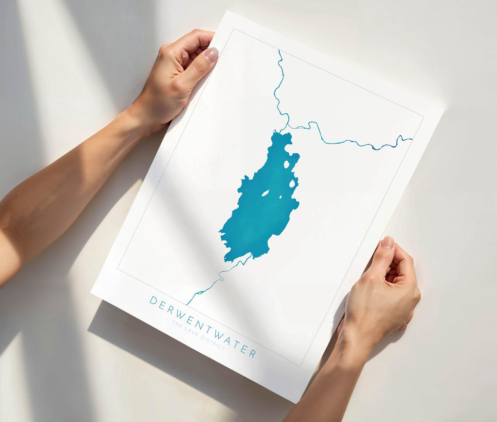 Derwentwater Print, Derwent Water, The Lake District Map, National Park Print, Travel Poster, Map Art, Cumbria, The Lakes