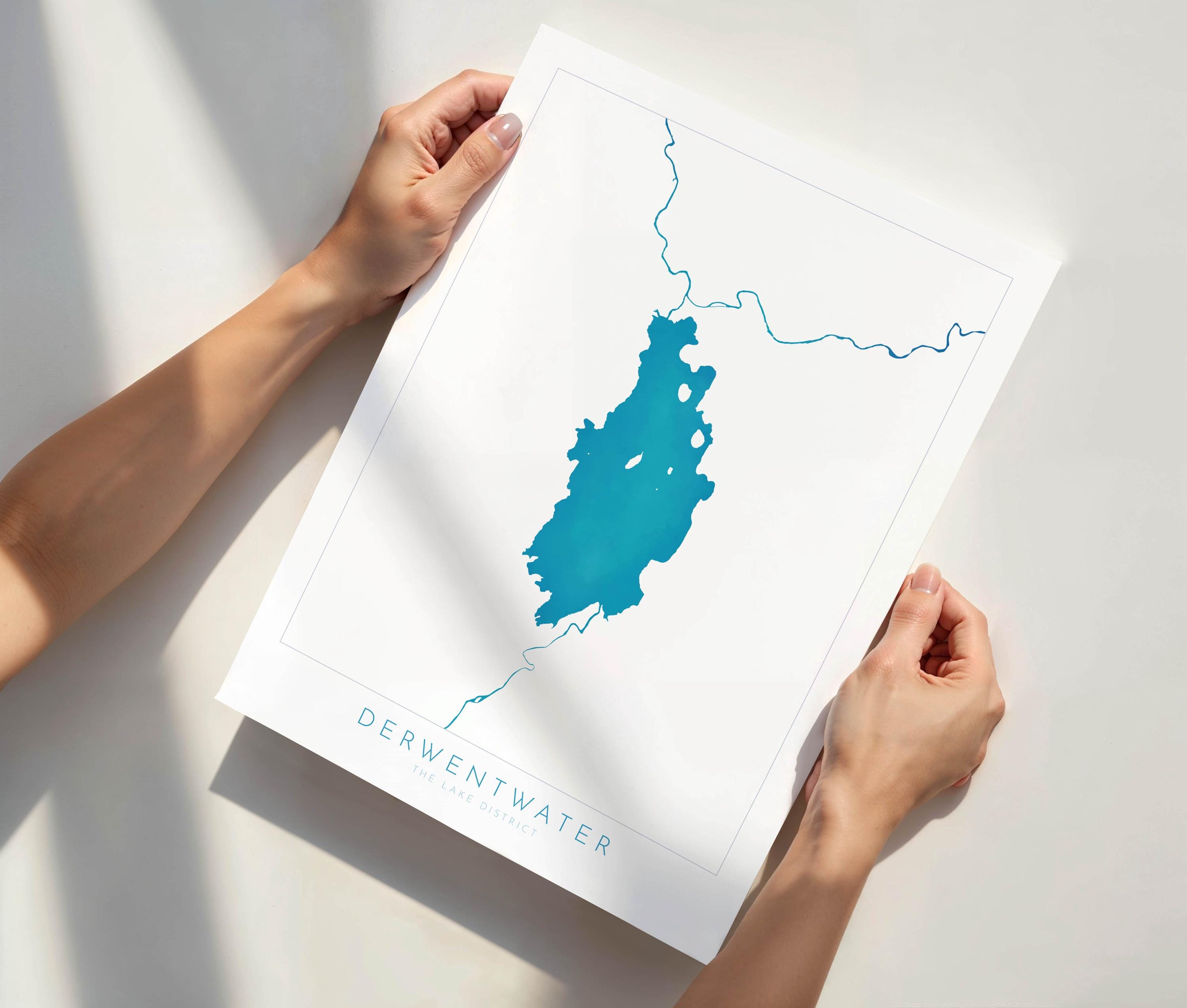 Derwentwater Print, Derwent Water, The Lake District Map, National Park Print, Travel Poster, Map Art, Cumbria, The Lakes