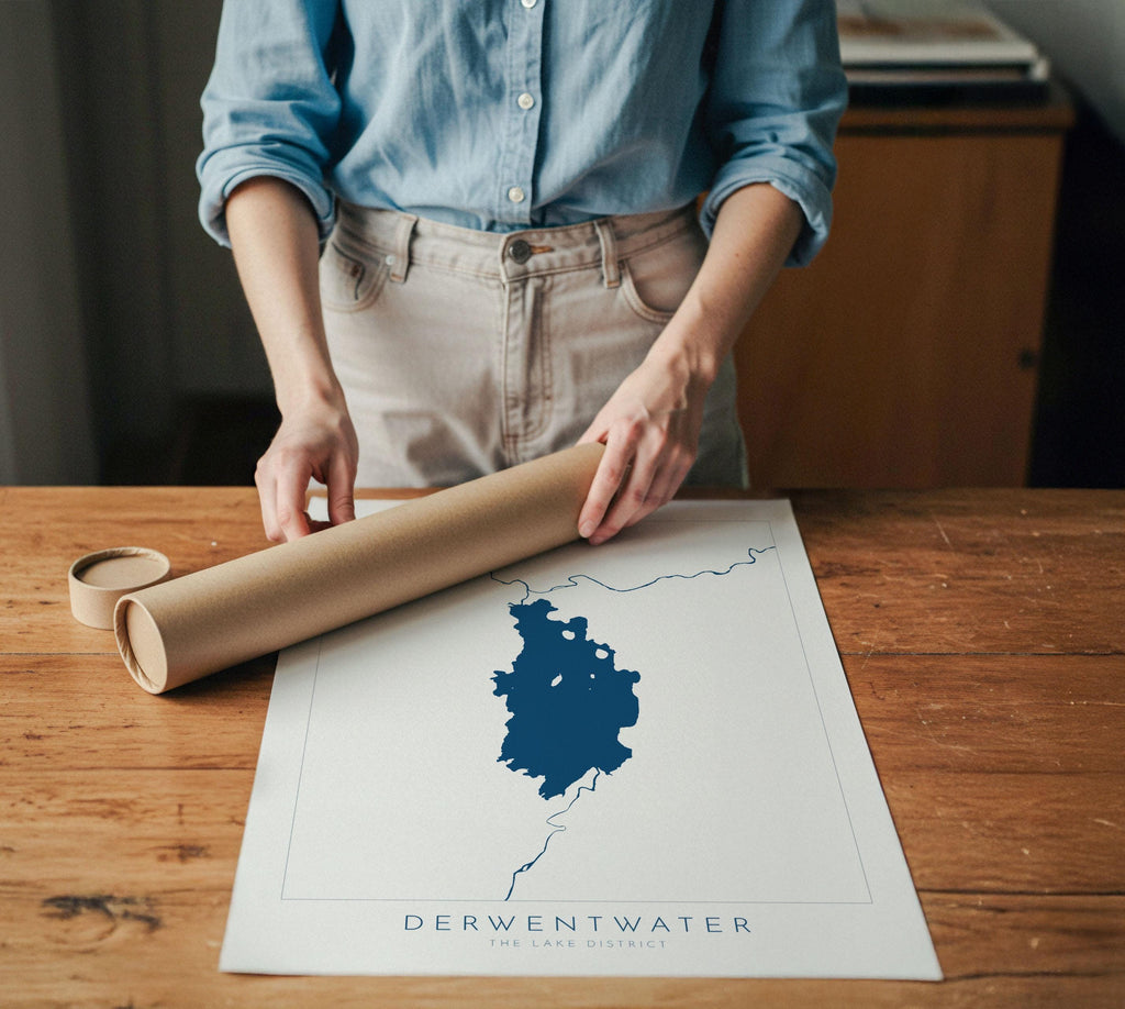 Derwentwater Print, Derwent Water, The Lake District Map, National Park Print, Travel Poster, Map Art, Cumbria, The Lakes