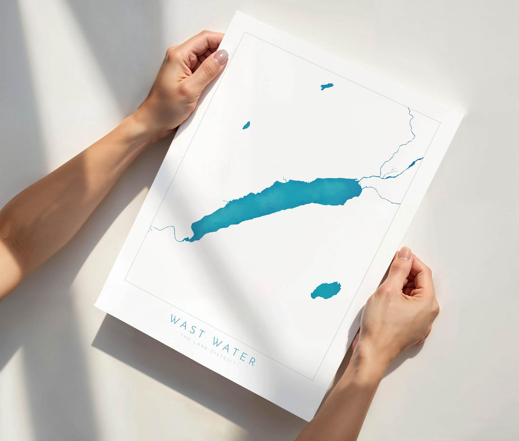 Wast Water Print, The Lake District Map, National Park Print, Travel Poster, Map Art, Cumbria, The Lakes