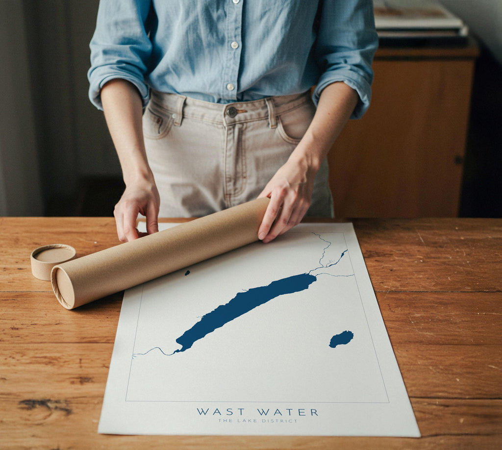 Wast Water Print, The Lake District Map, National Park Print, Travel Poster, Map Art, Cumbria, The Lakes