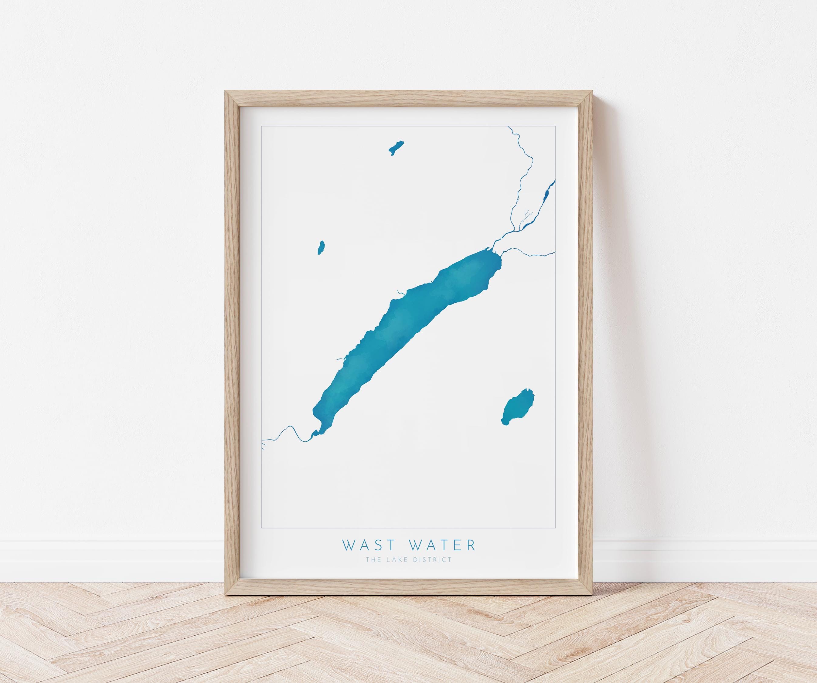 Wast Water Print, The Lake District Map, National Park Print, Travel Poster, Map Art, Cumbria, The Lakes