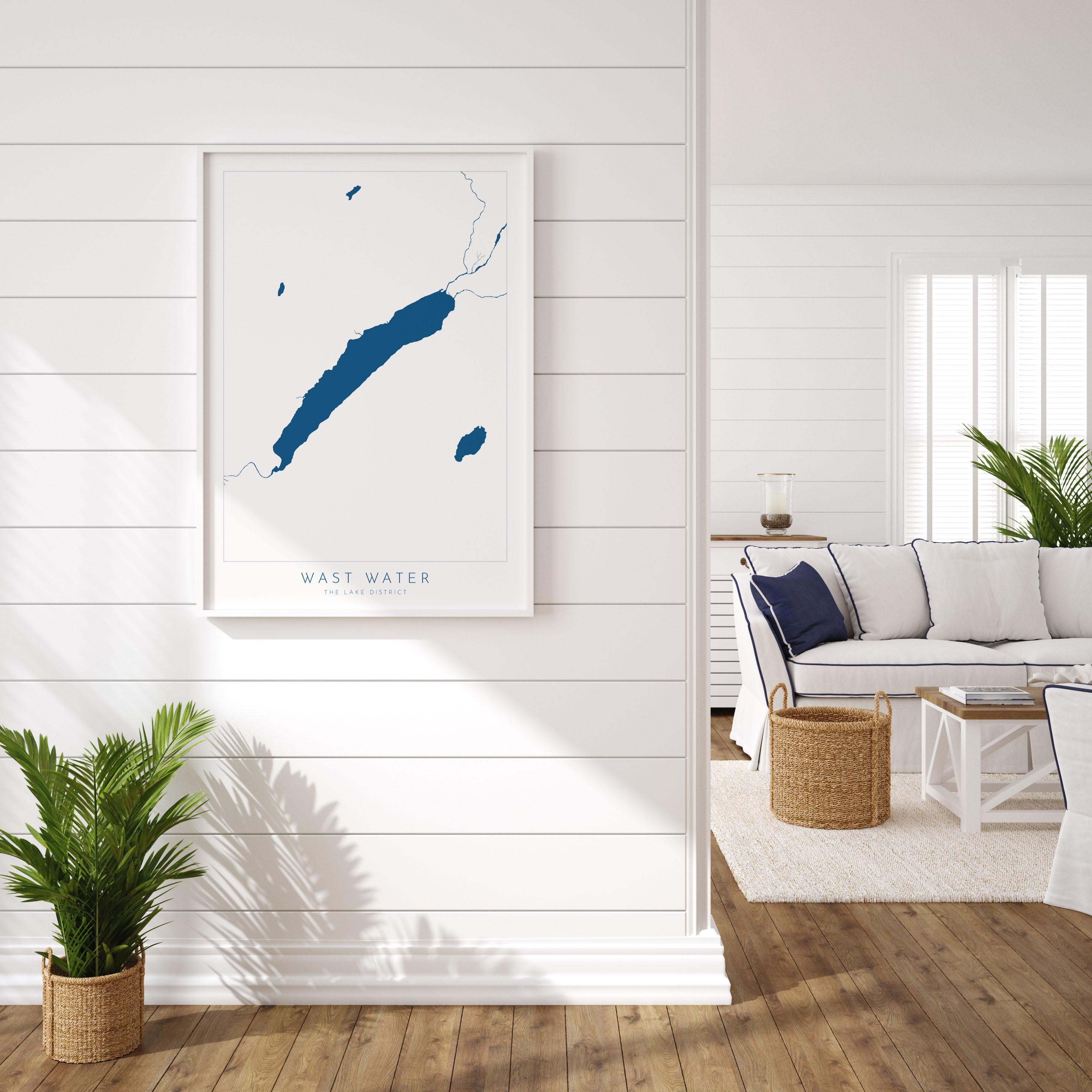 Wast Water Print, The Lake District Map, National Park Print, Travel Poster, Map Art, Cumbria, The Lakes