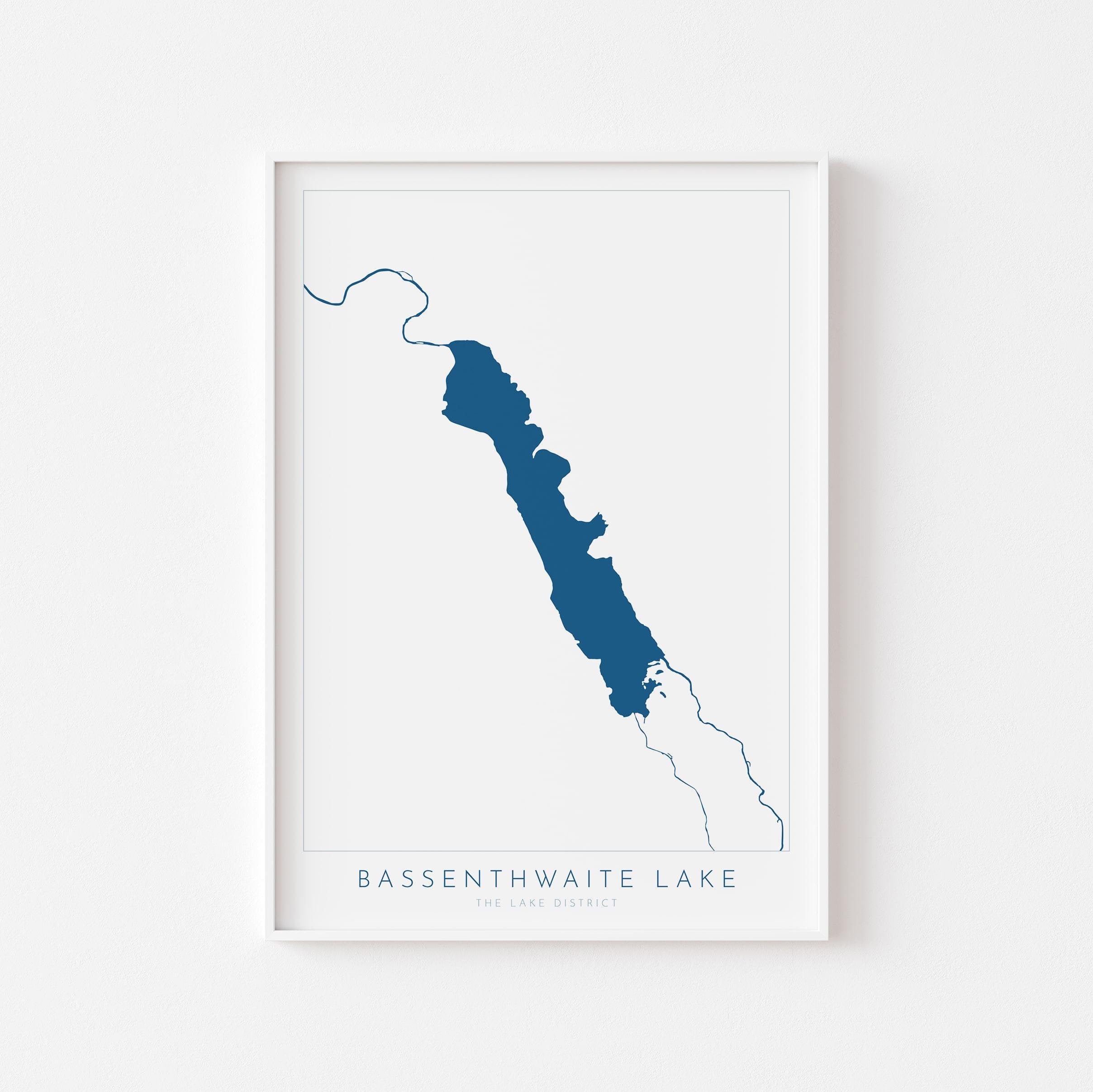 Bassenthwaite Lake Print, The Lake District Map, National Park Print, Travel Poster, Map Art, Cumbria, The Lakes