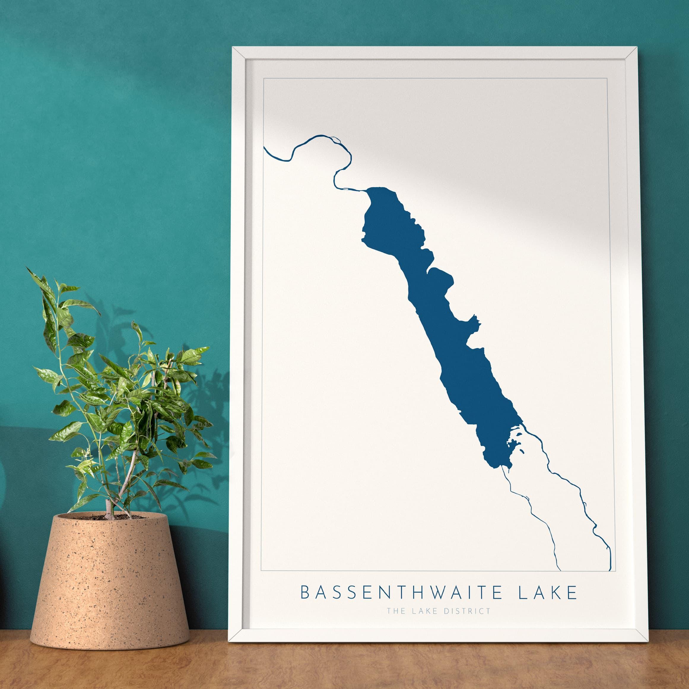 Bassenthwaite Lake Print, The Lake District Map, National Park Print, Travel Poster, Map Art, Cumbria, The Lakes