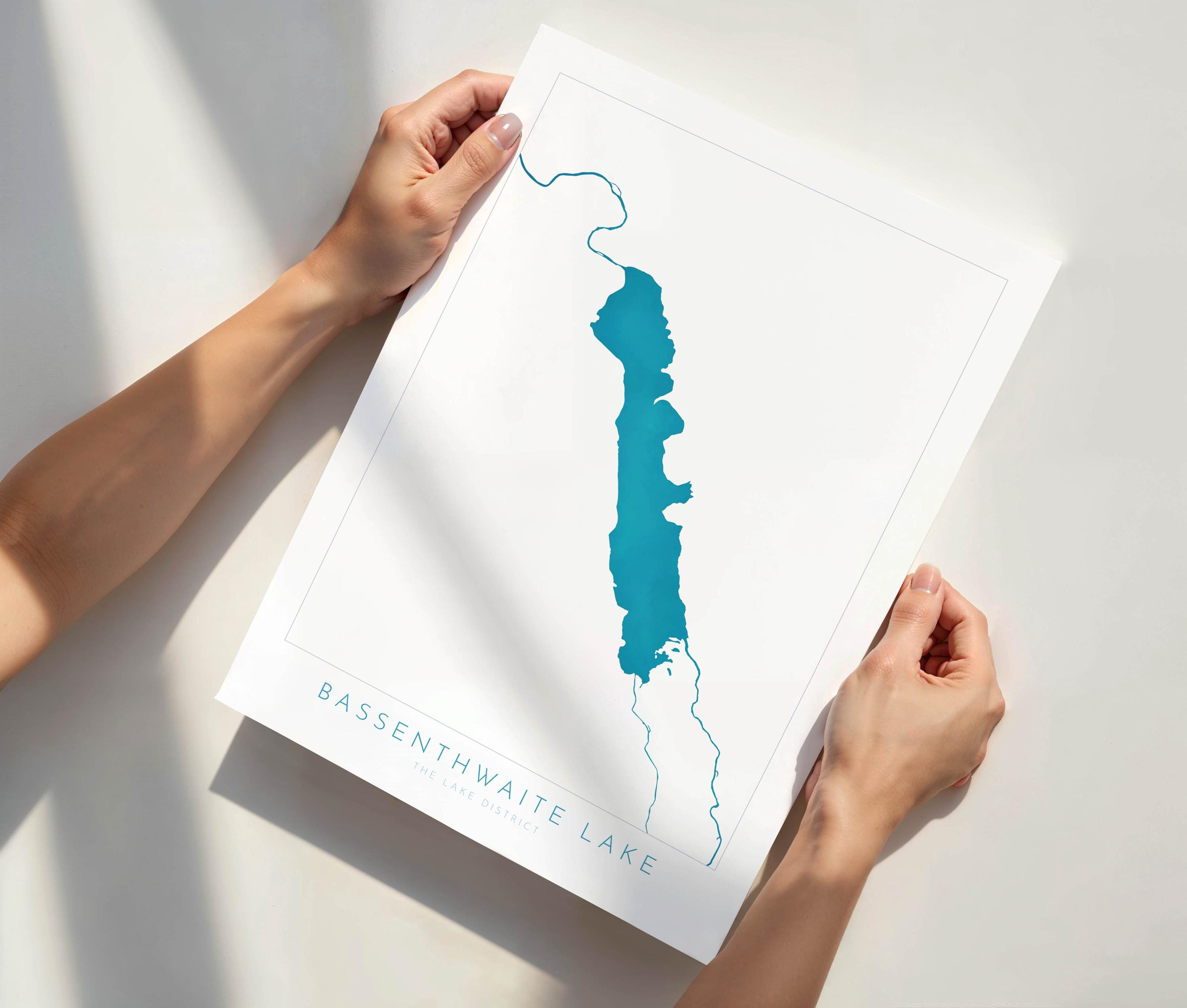 Bassenthwaite Lake Print, The Lake District Map, National Park Print, Travel Poster, Map Art, Cumbria, The Lakes