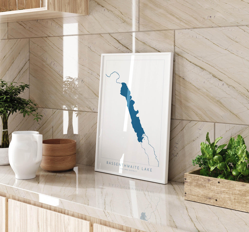 Bassenthwaite Lake Print, The Lake District Map, National Park Print, Travel Poster, Map Art, Cumbria, The Lakes