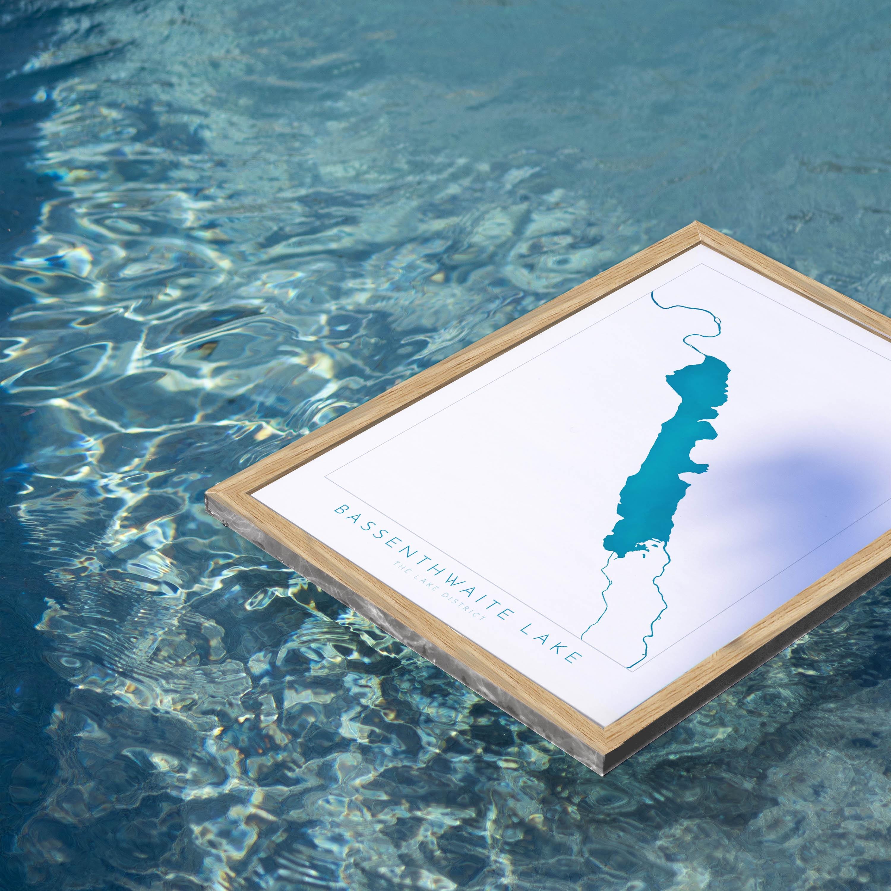 Bassenthwaite Lake Print, The Lake District Map, National Park Print, Travel Poster, Map Art, Cumbria, The Lakes