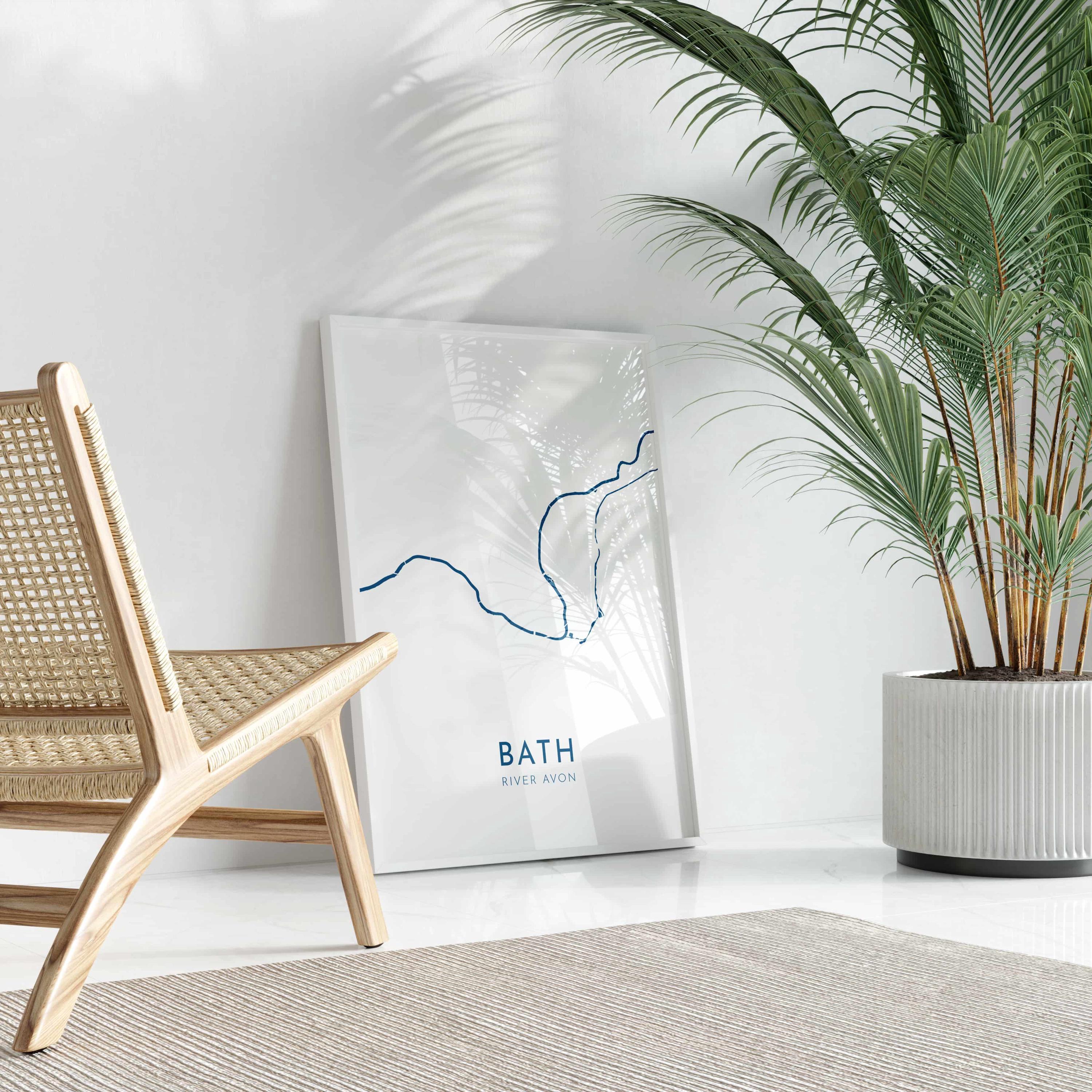 Bath Map Art - Bath River Avon Map Art, Bath UK Map Art, Bath Travel Print, River Avon Map, UK City Map Art, Somerset Art Print