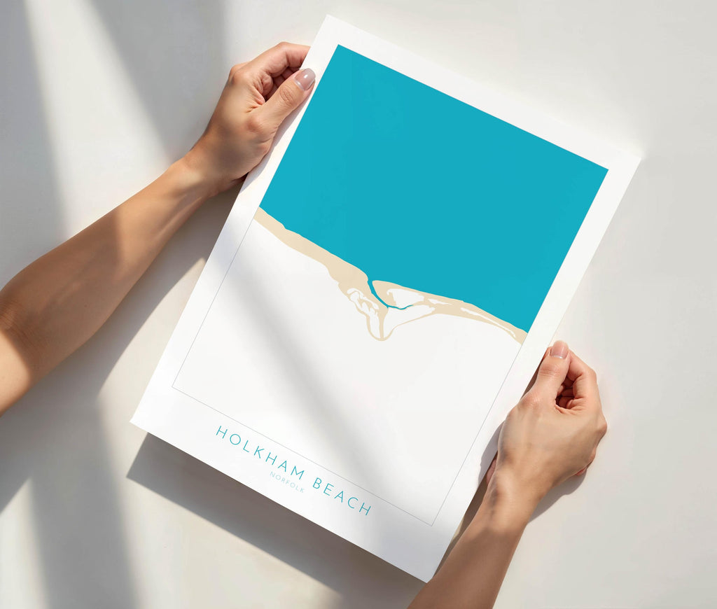 Holkham Map Art - Norfolk Map, Holkham Beach, North Norfolk Coast, Norfolk Beach, Norfolk Travel Poster