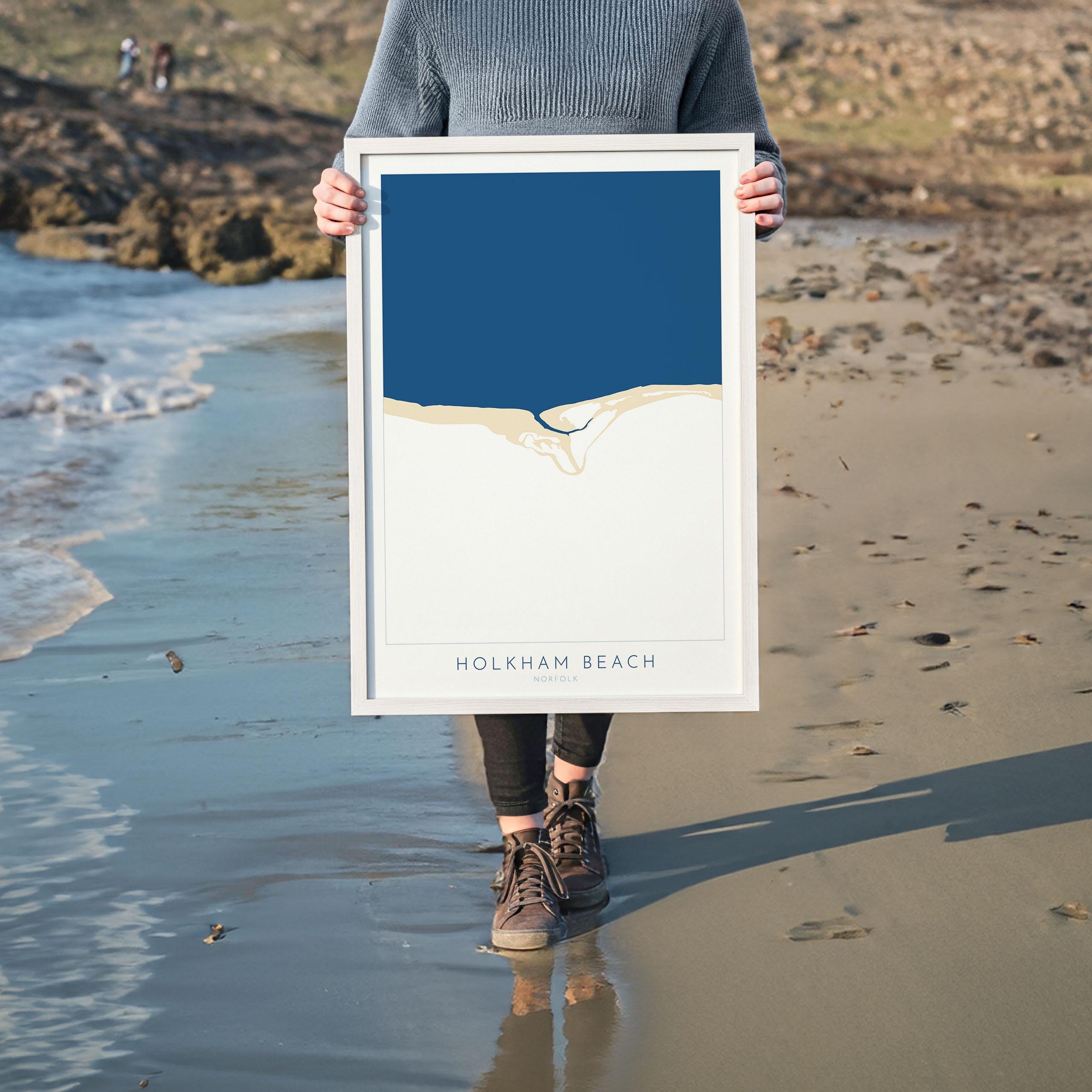 Holkham Map Art - Norfolk Map, Holkham Beach, North Norfolk Coast, Norfolk Beach, Norfolk Travel Poster